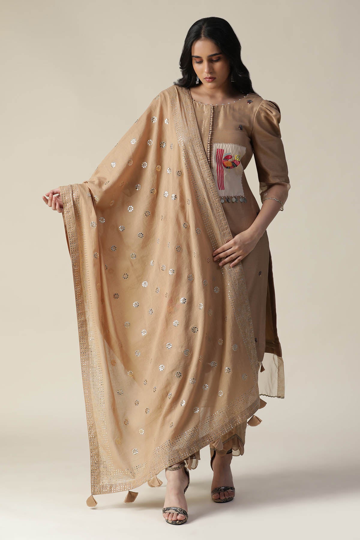 Chanderi Patchwork Kurta Set