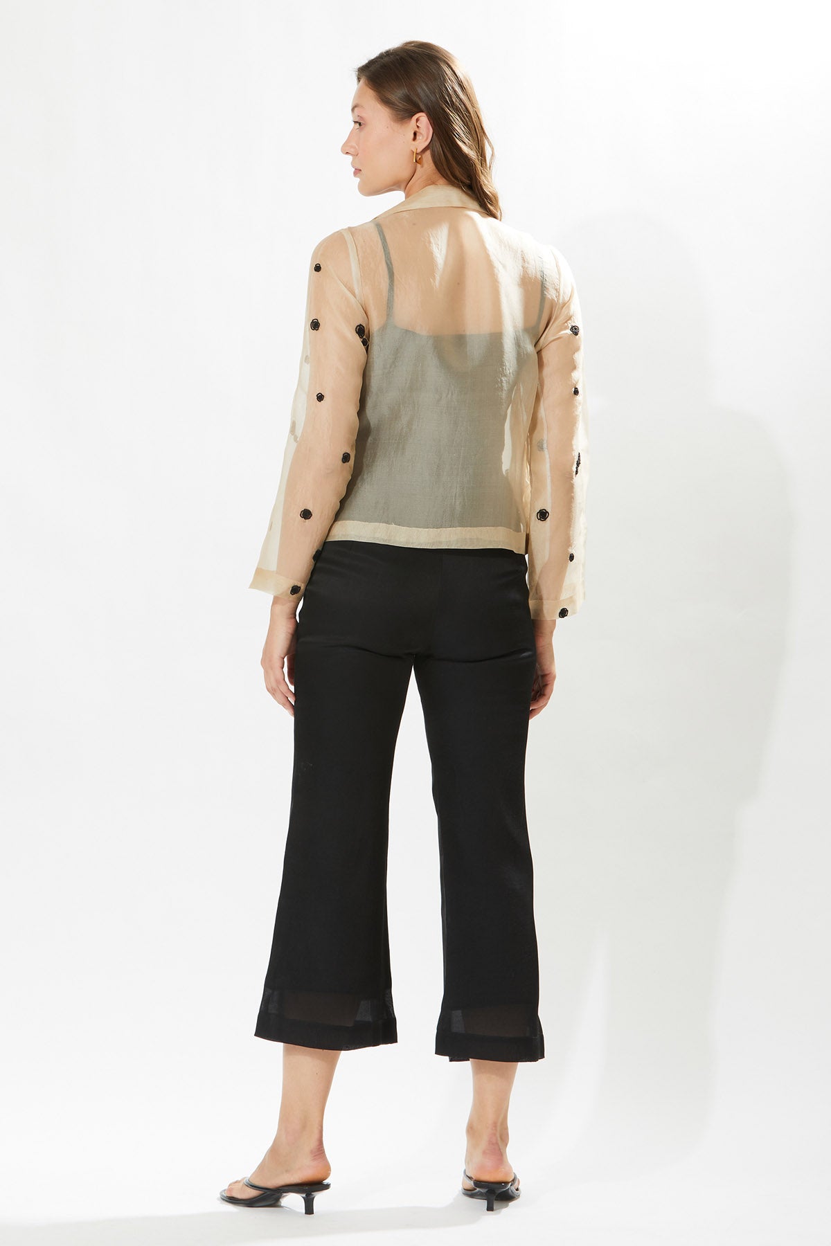 Beige Embroidered Jacket & Top