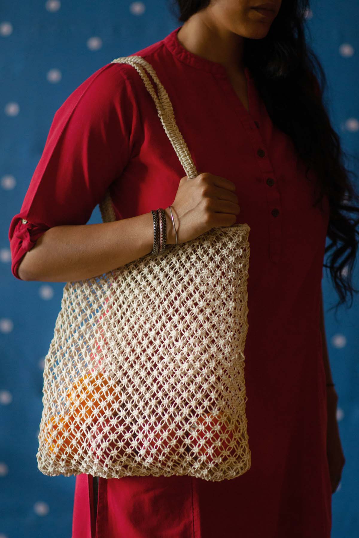 Beige Jute Chords Tote Bag