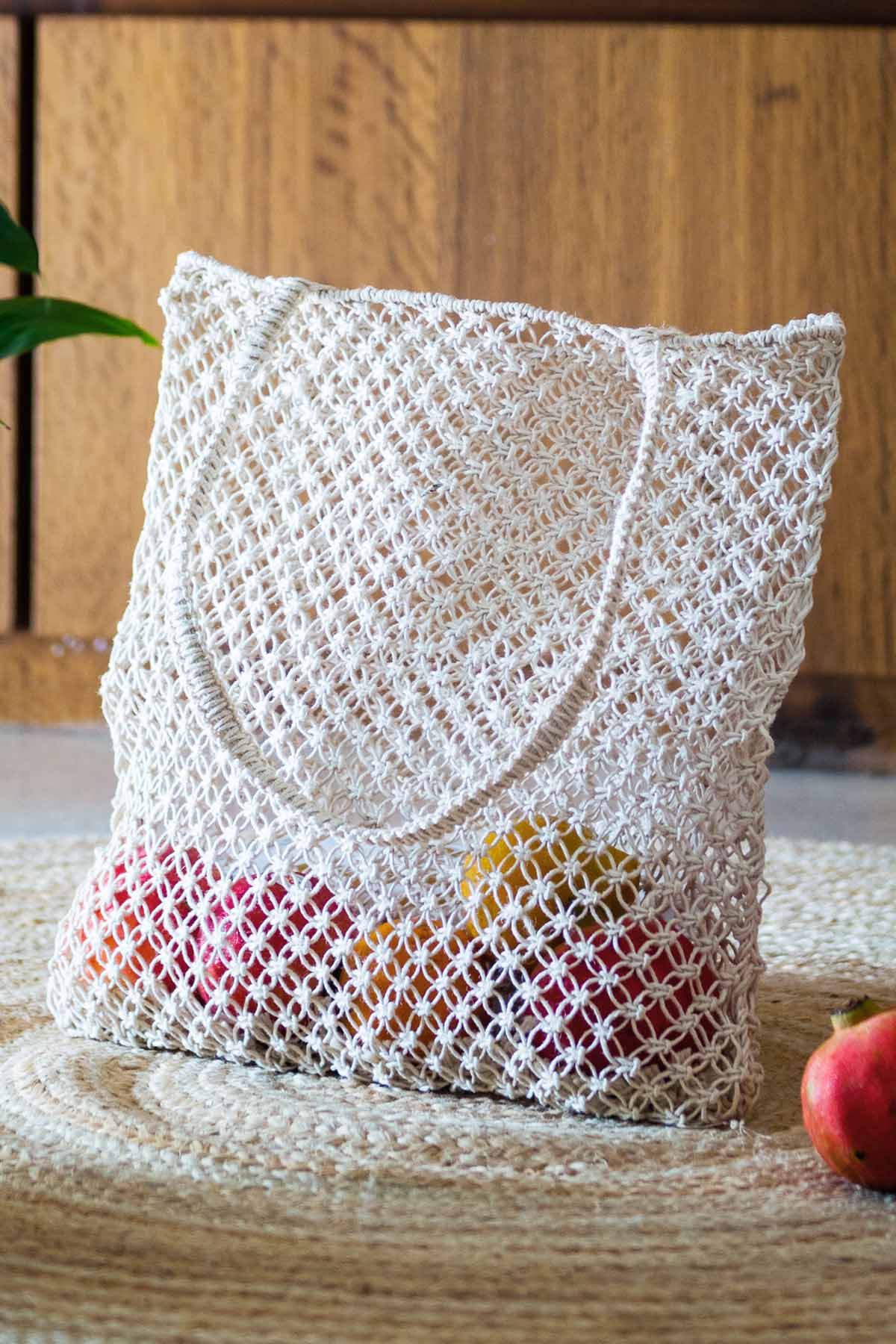 Beige Jute Chords Tote Bag