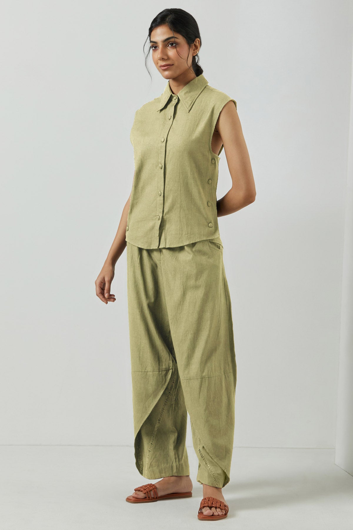 Beige Lace Detailed Pants