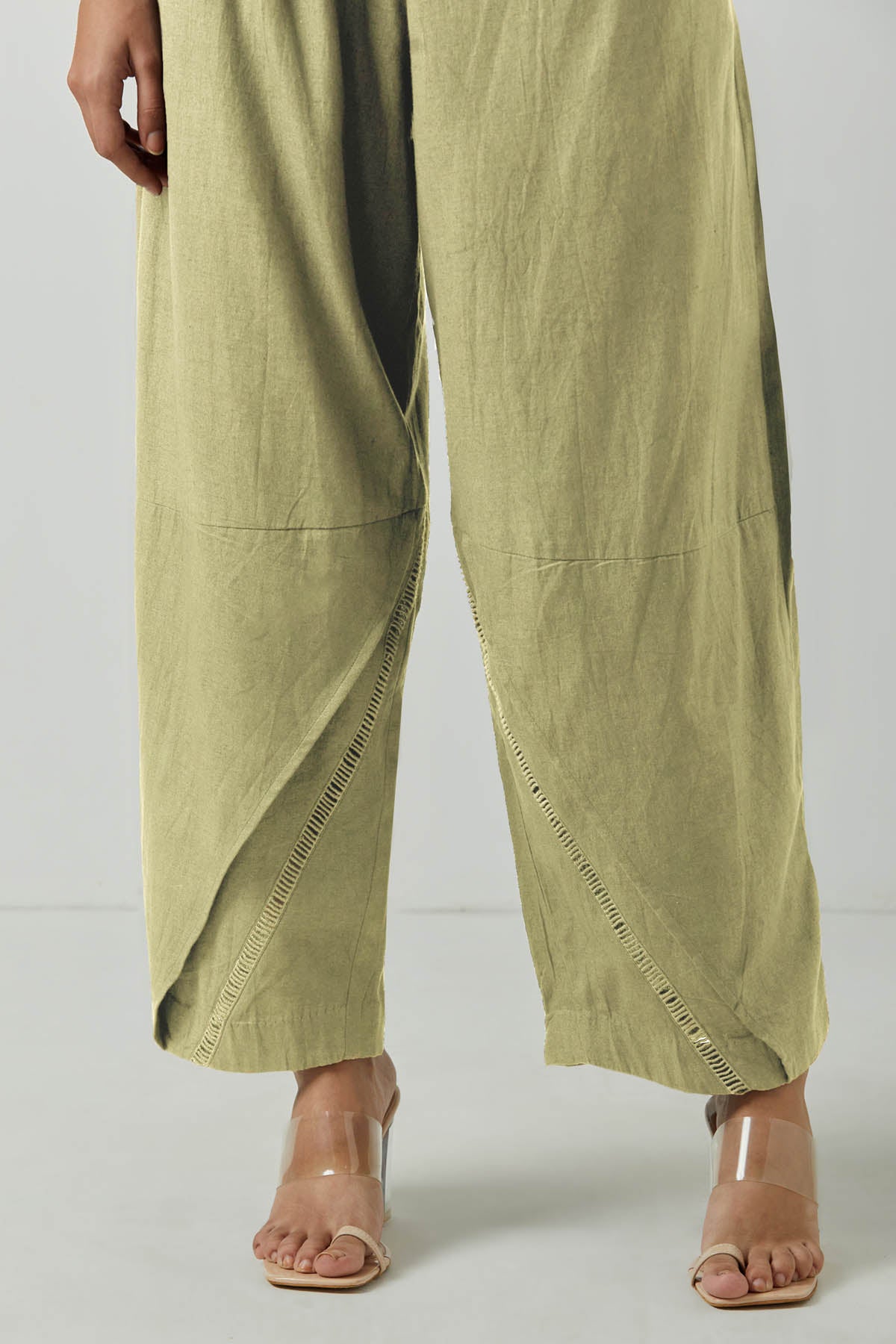 Beige Lace Detailed Pants