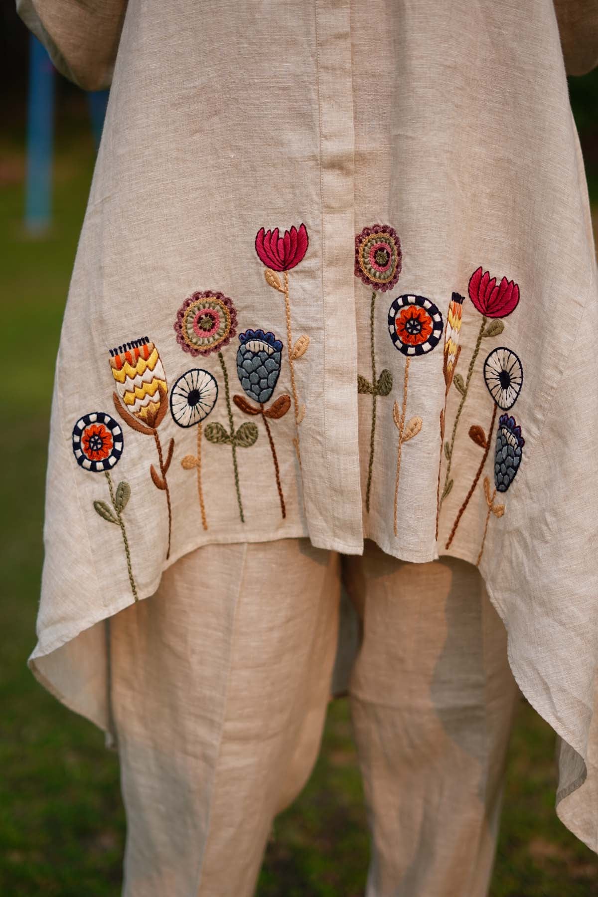 Beige Linen High Low Tunic