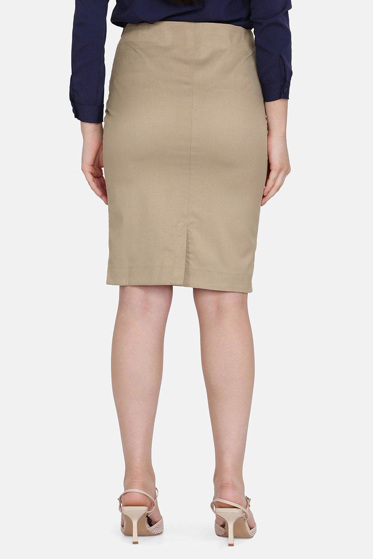 Beige Poly Cotton Skirt