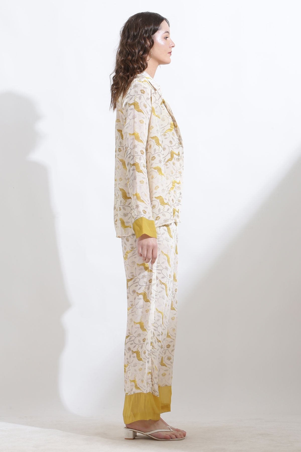 Beige Printed Shirt & Pants