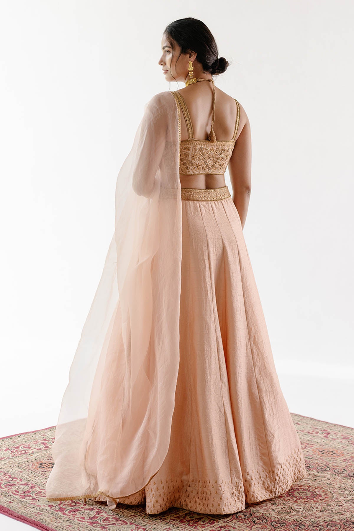 Beige Sequins Lehenga Set