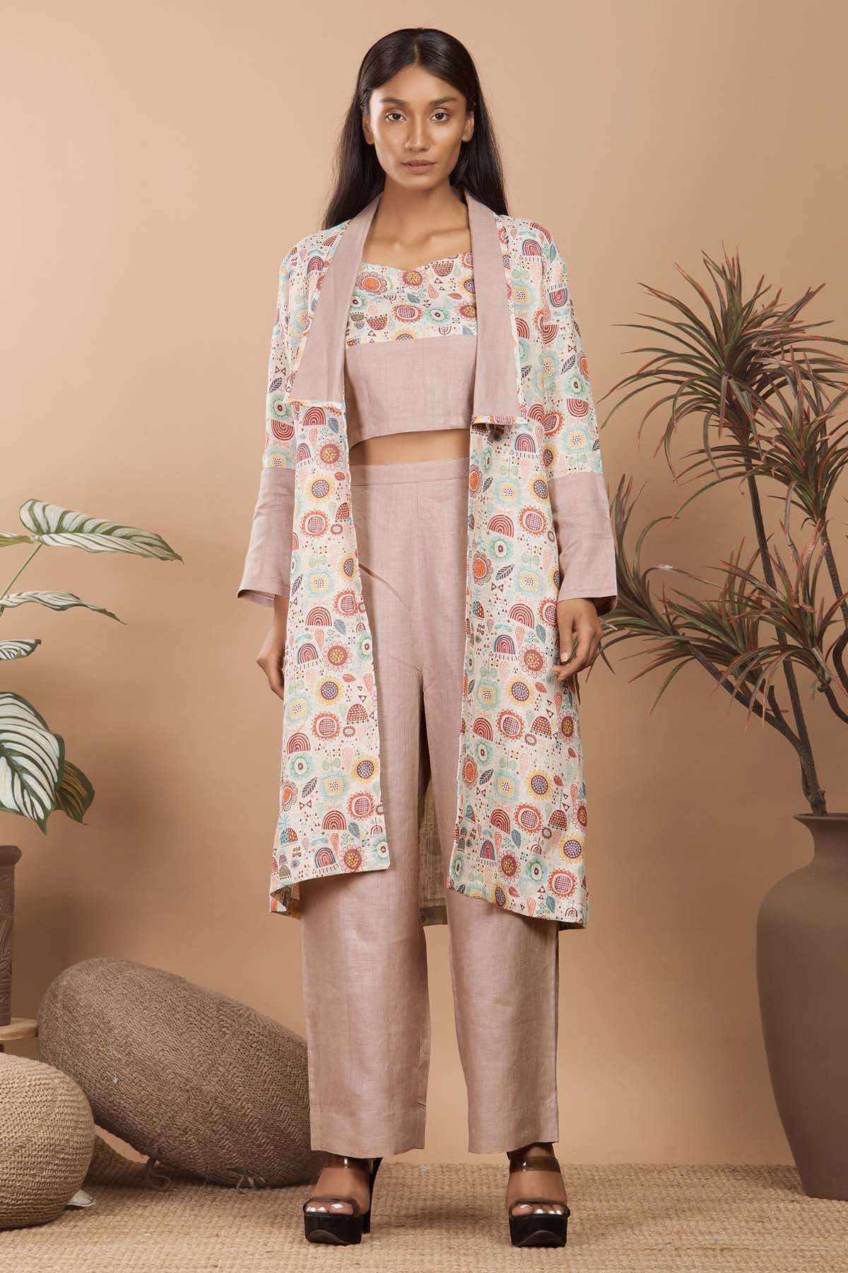 Buy Niyami Beachy Layers: Printed Linen Co-ord at scrollnshops