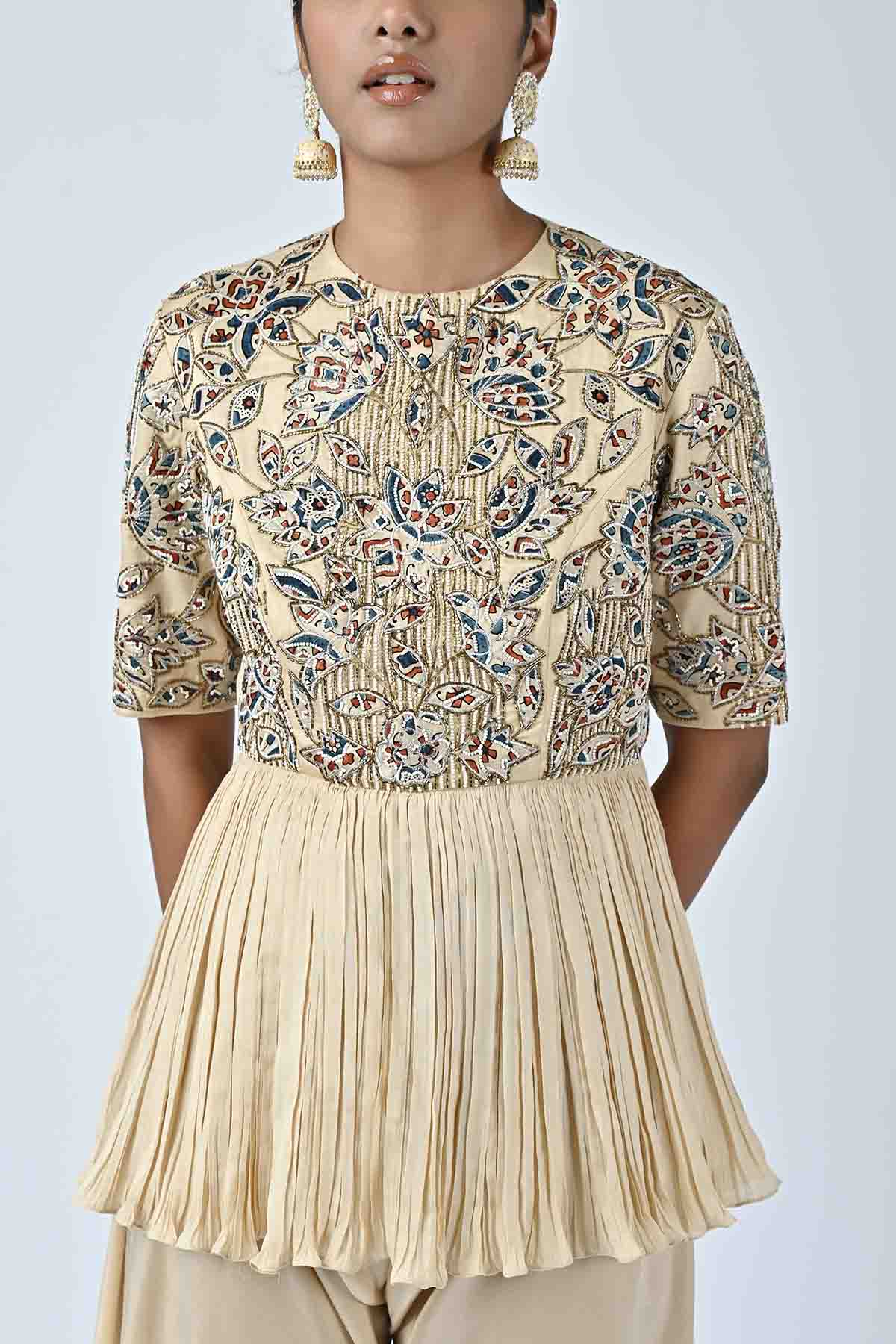 Beige Ajrakh Patchwork Jumpsuit