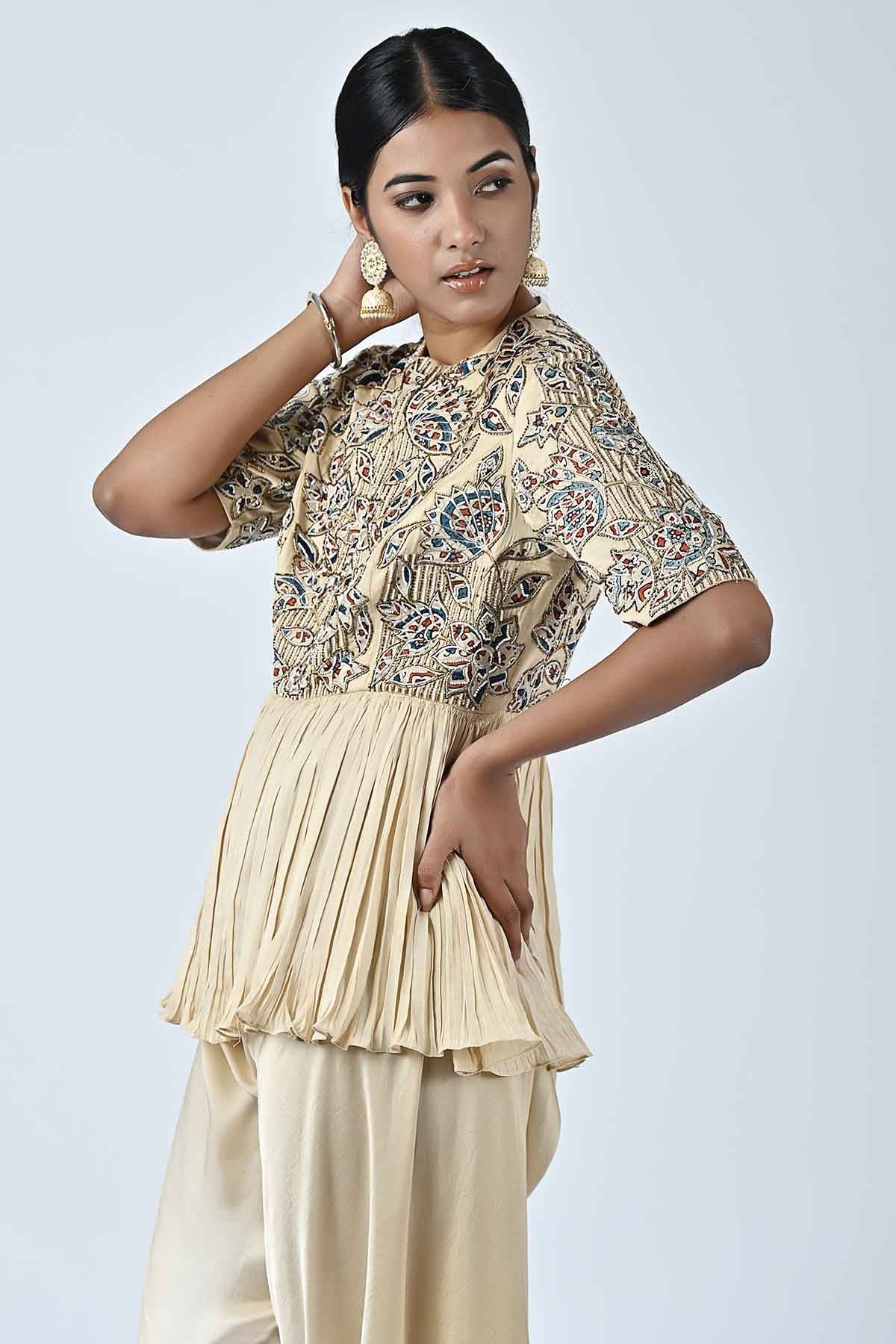 Beige Ajrakh Patchwork Jumpsuit