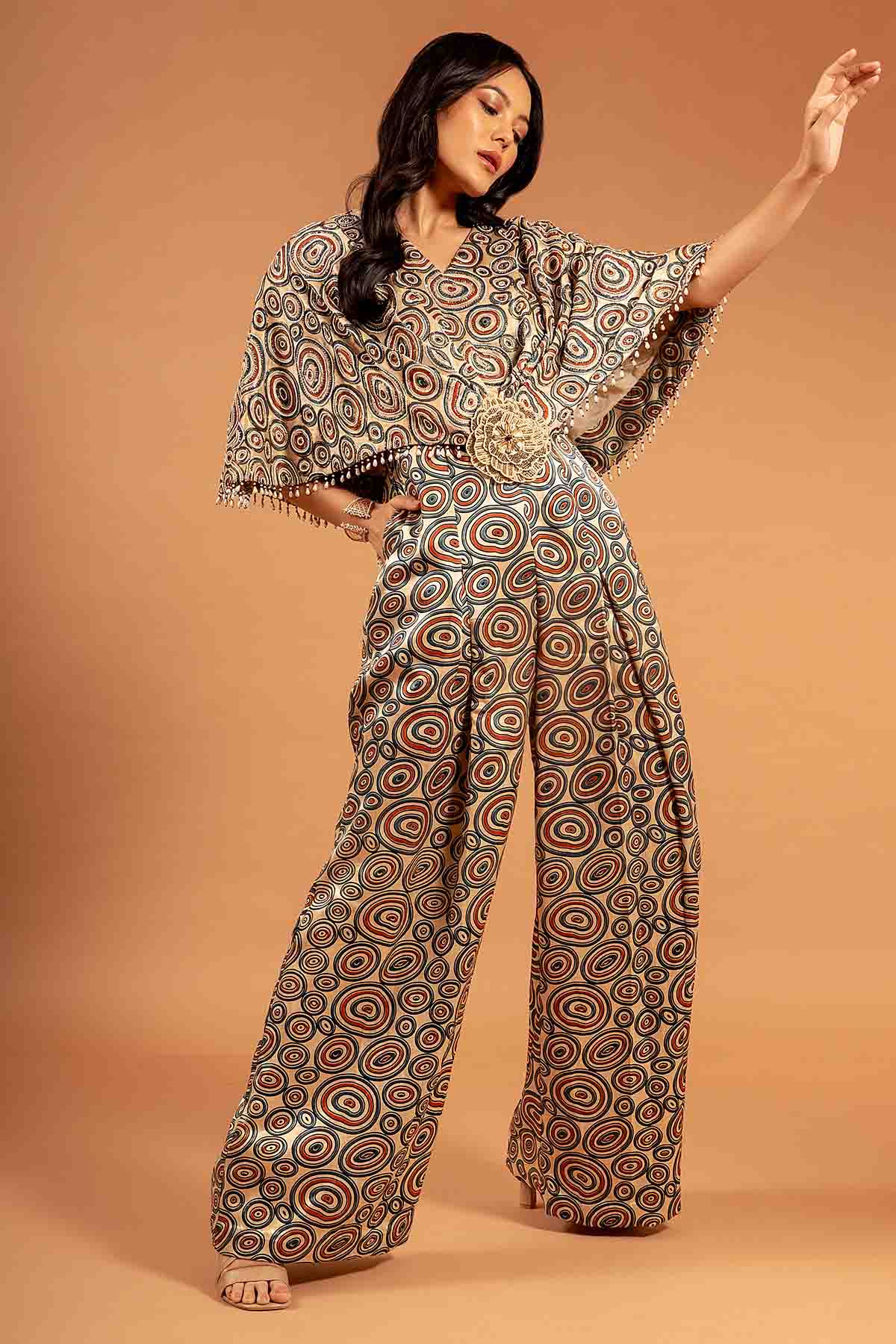 Buy Beige Ajrakh Printed Jumpsuit by Sejal Kamdar at ScrollnShops