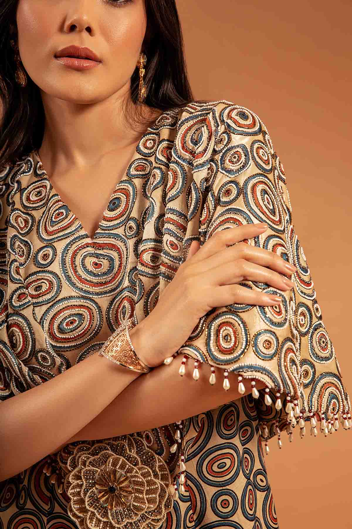 Beige Ajrakh Printed Jumpsuit