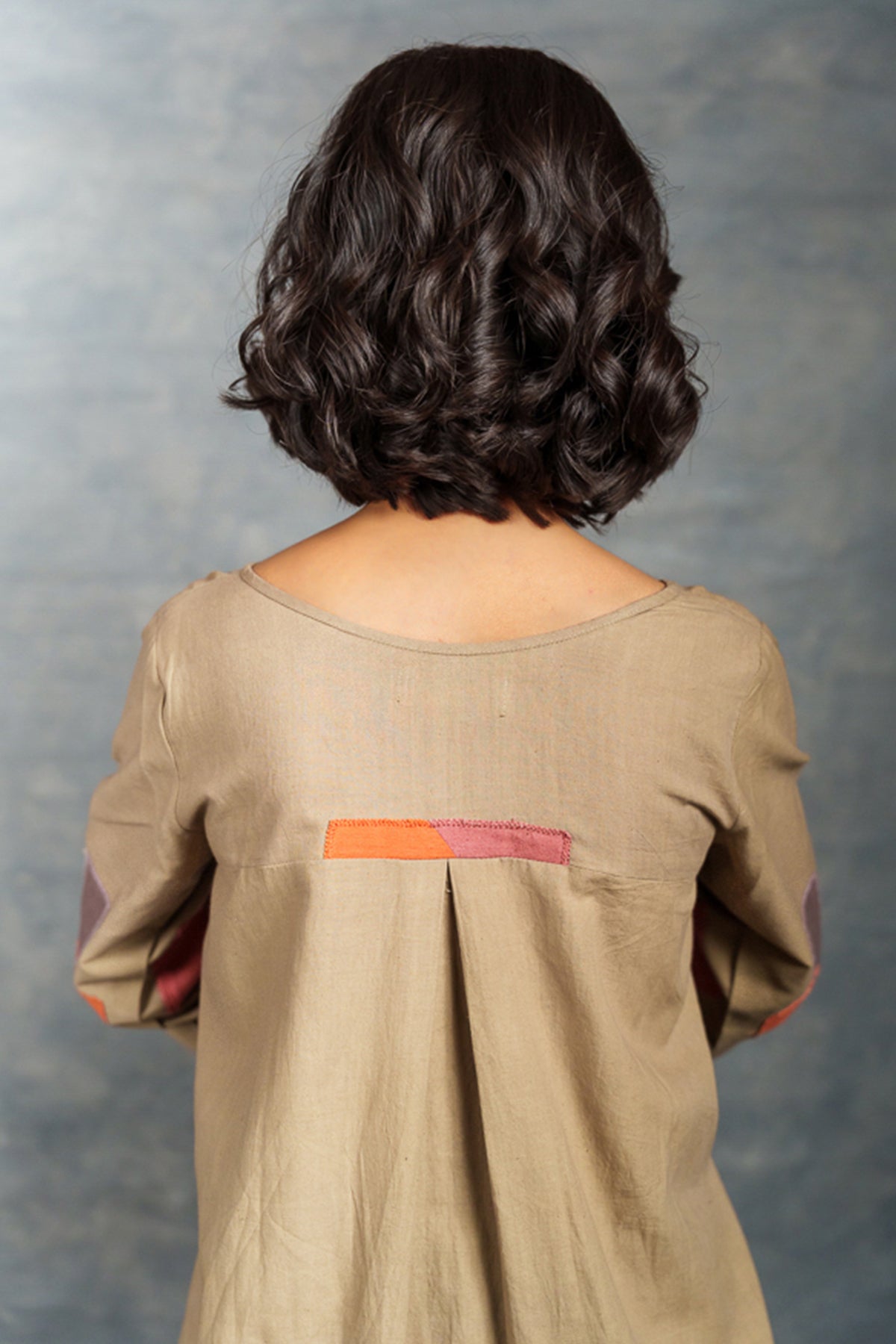 Beige Applique Handwork Dress