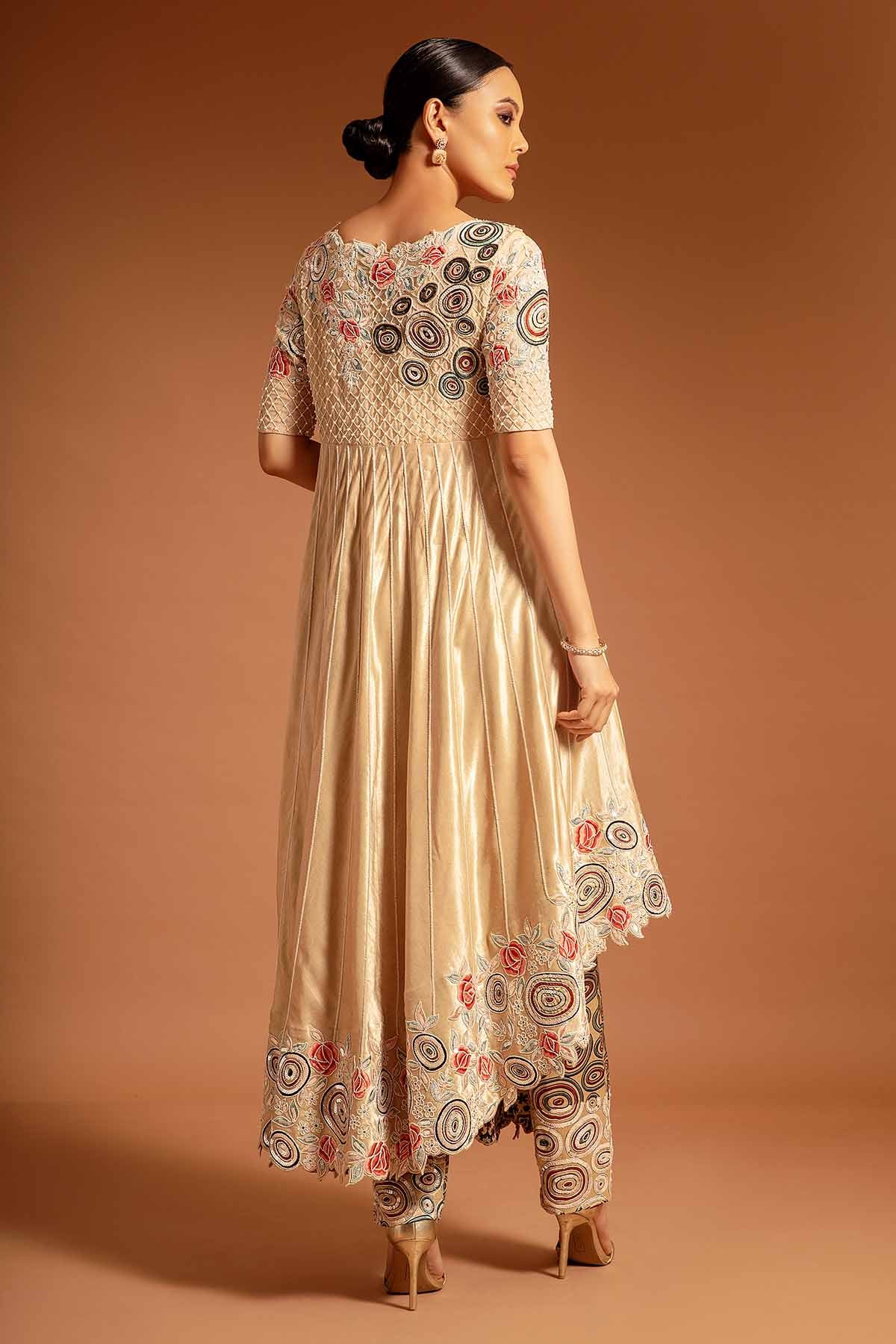 Beige Asymmetrical Tunic & Pants