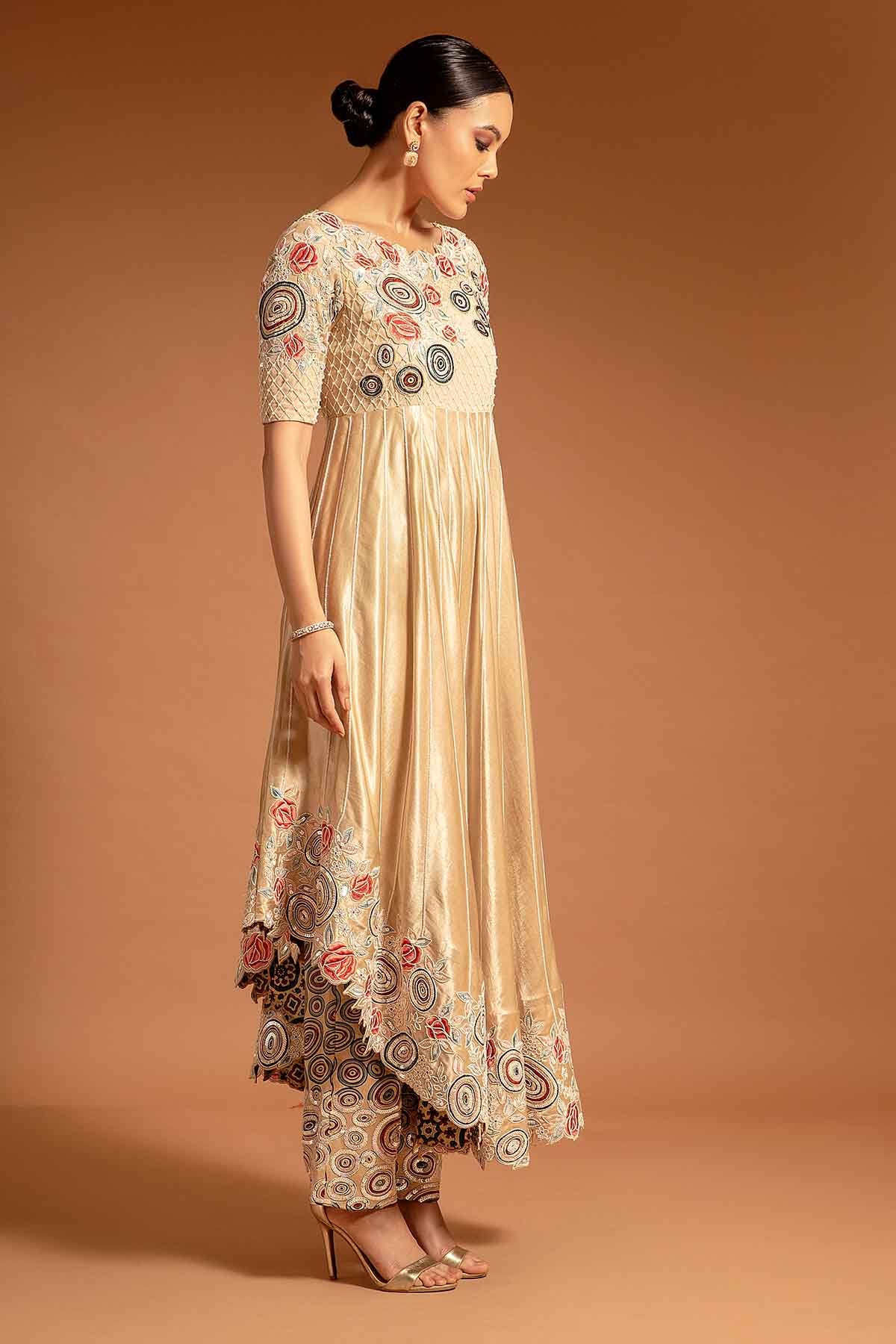 Beige Asymmetrical Tunic & Pants