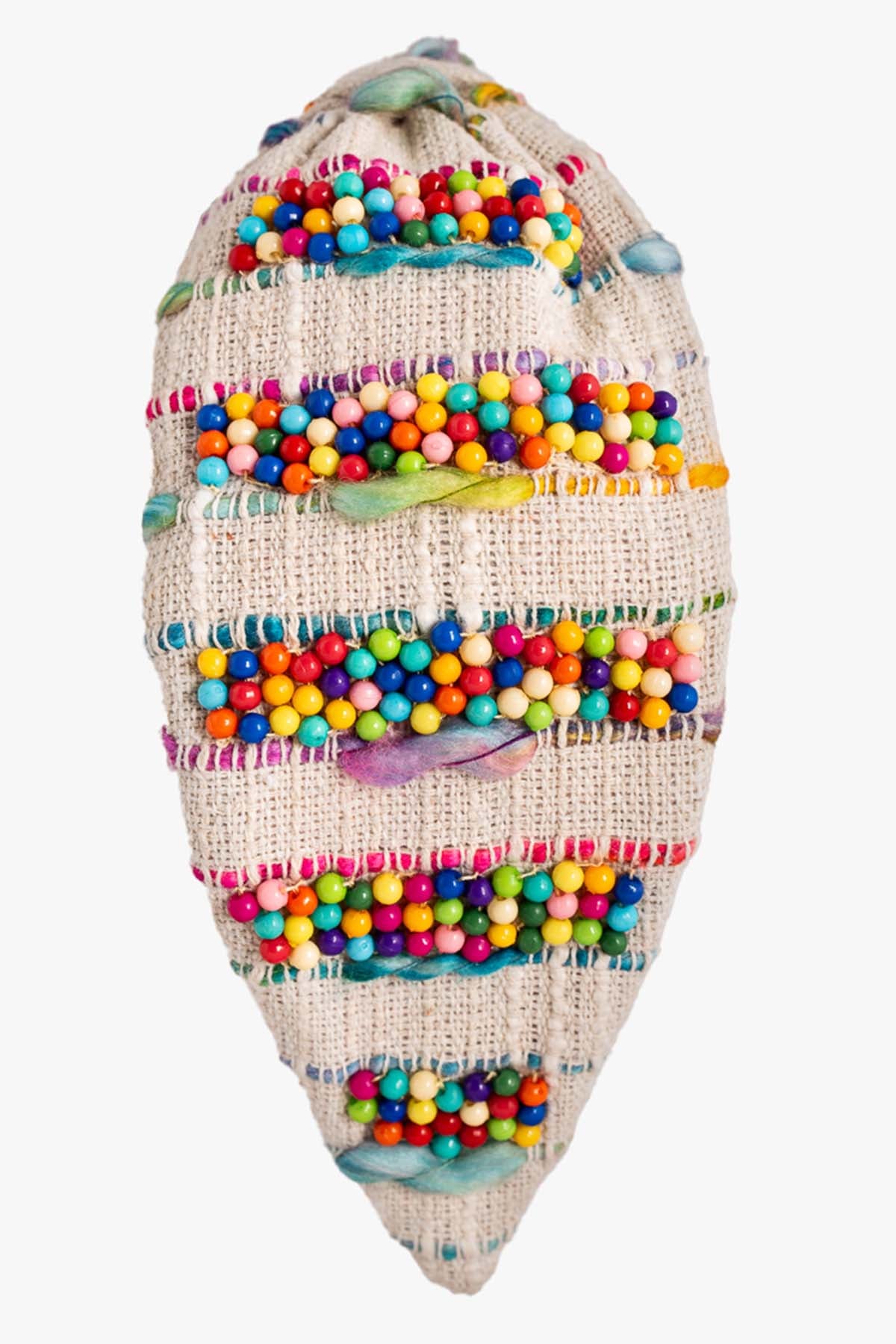 Beige Beads Embroidered Headband