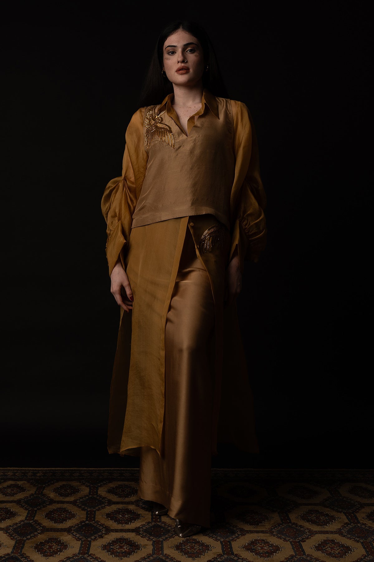 Buy Beige Bird Embroidered Dress by Krishnamani for Women online at ScrollnShops