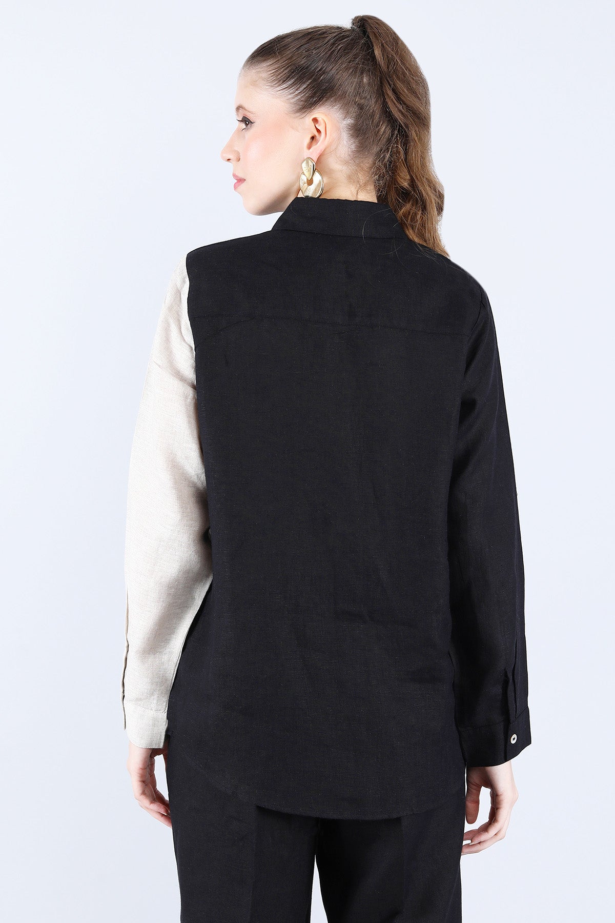 Beige & Black Leaf Co-ord Set