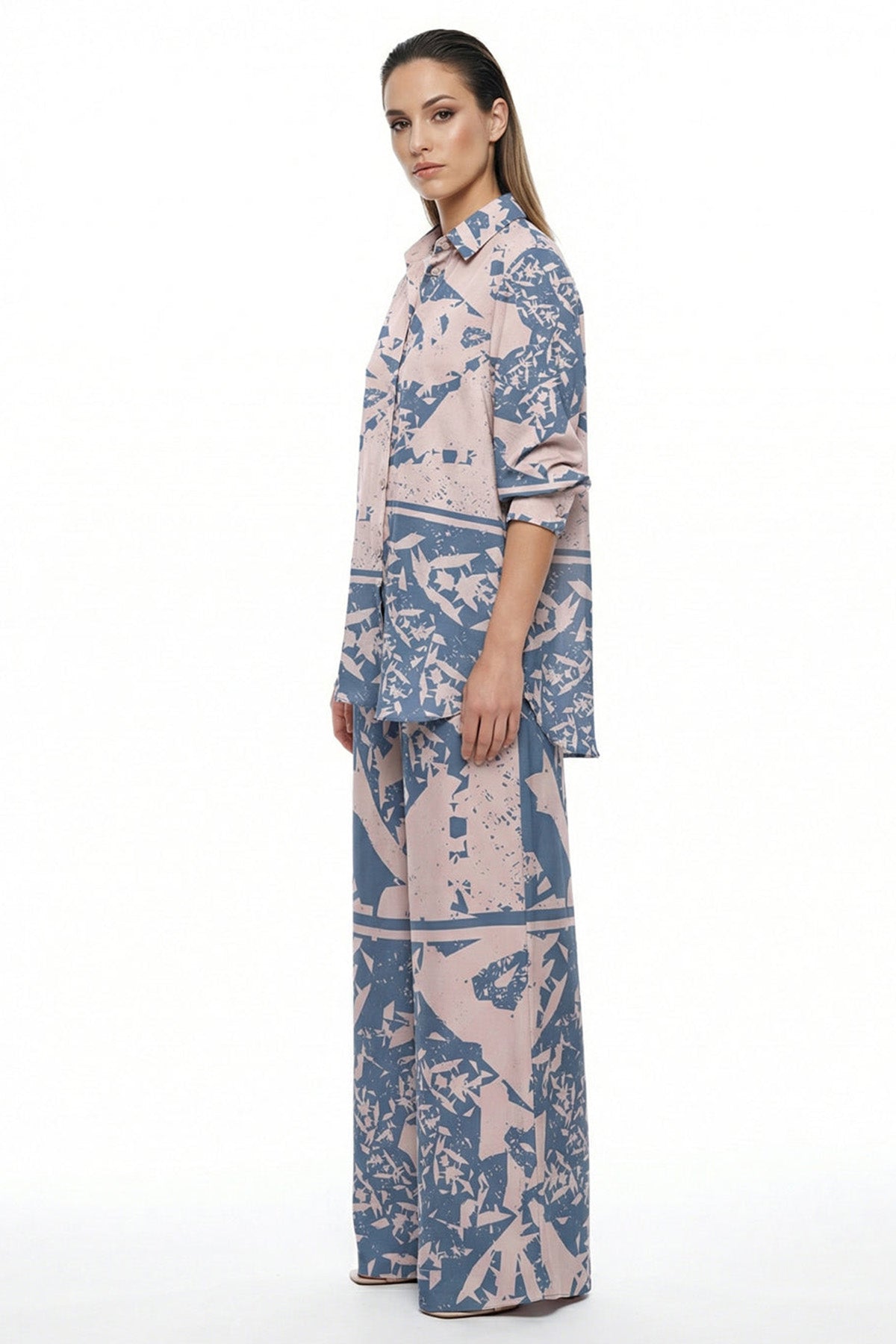 Beige Blue Bold Artistic Shirt