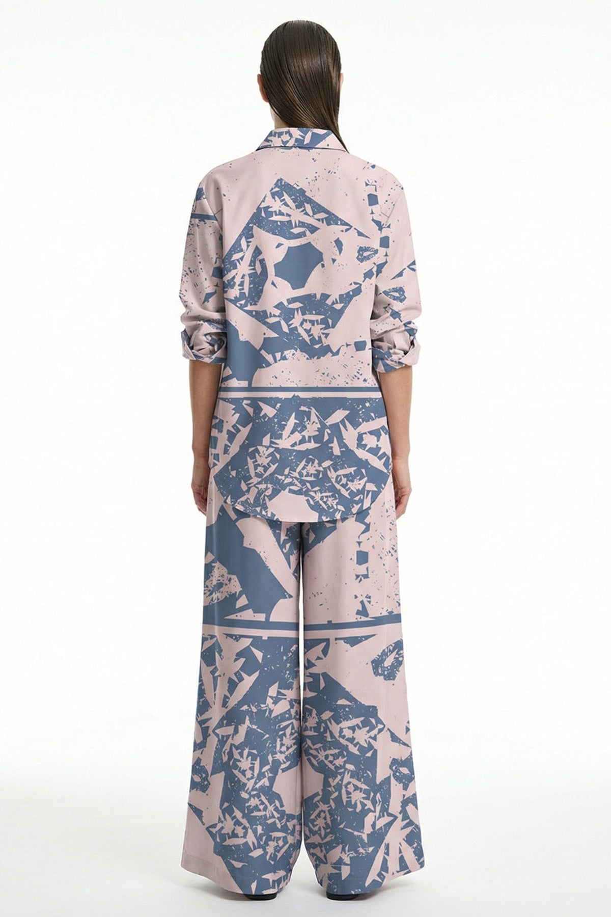 Beige Blue Bold Artistic Shirt