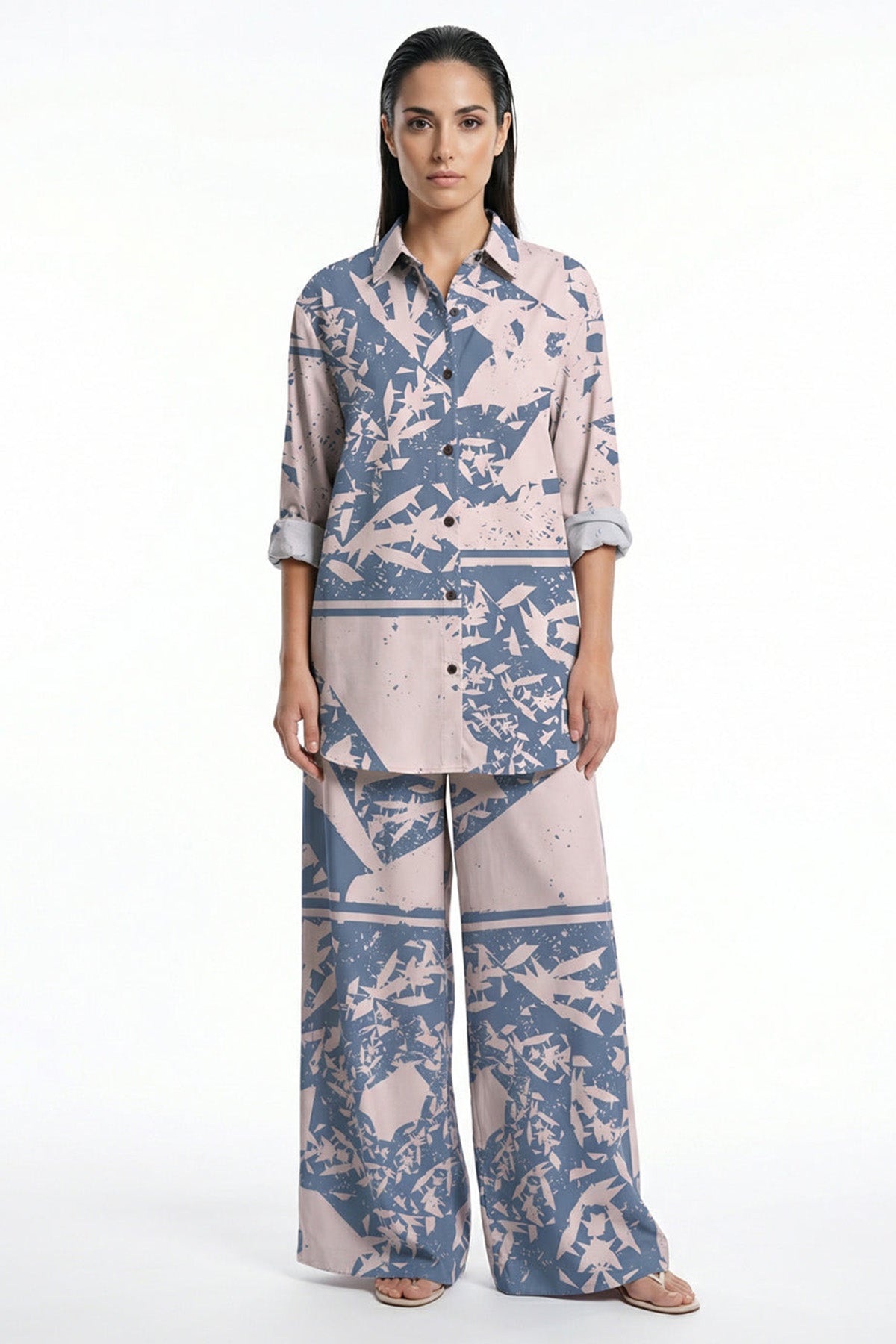 Buy Beige & Blue Linen Blend Pant for women by Tezhhomayaa online available at scrollnshops