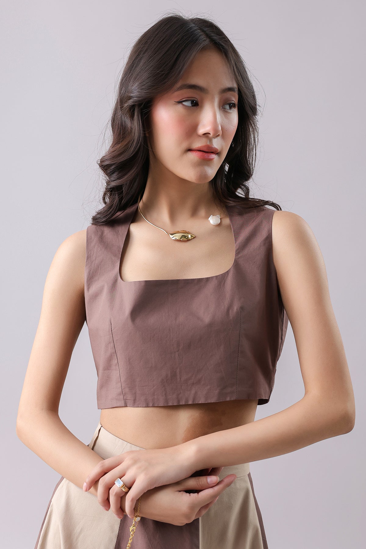 Beige & Cocoa Poplin Co-ord Set