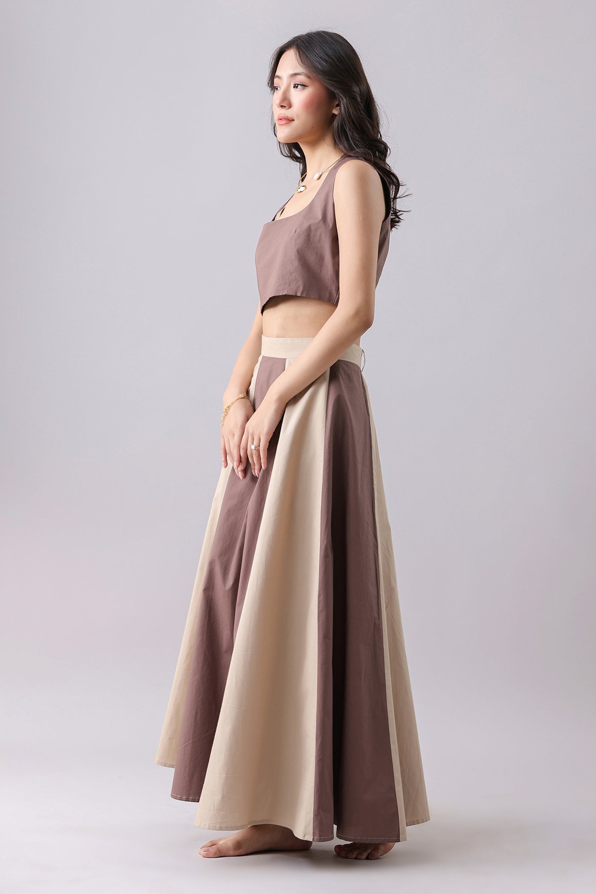 Beige & Cocoa Poplin Co-ord Set