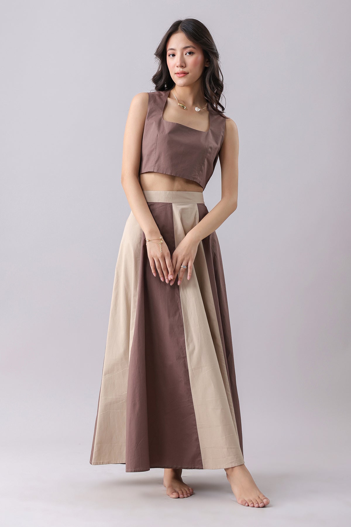 Buy Beige & Cocoa Poplin Co-ord Set by Why Look West for women online at ScrollnShops