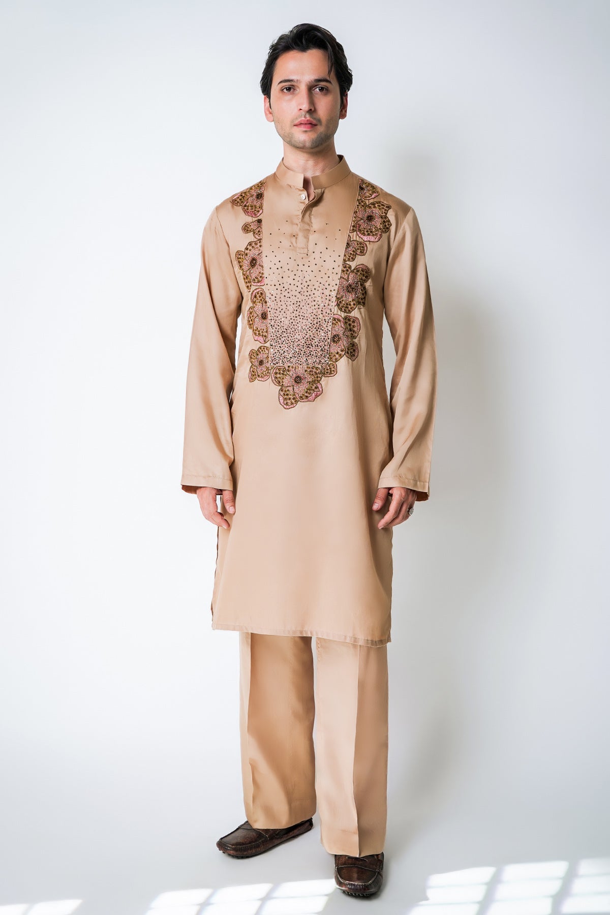 Buy Beige Coral Cluster Kurta Set for men by House of Sheriff online available at scrollnshops