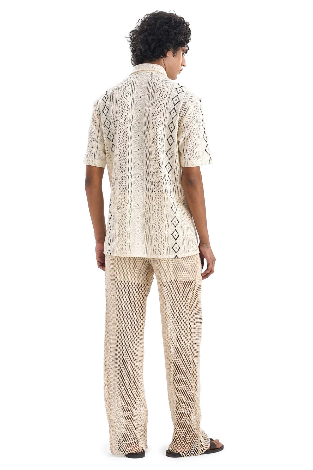 Beige Cotton Embellished Shirt