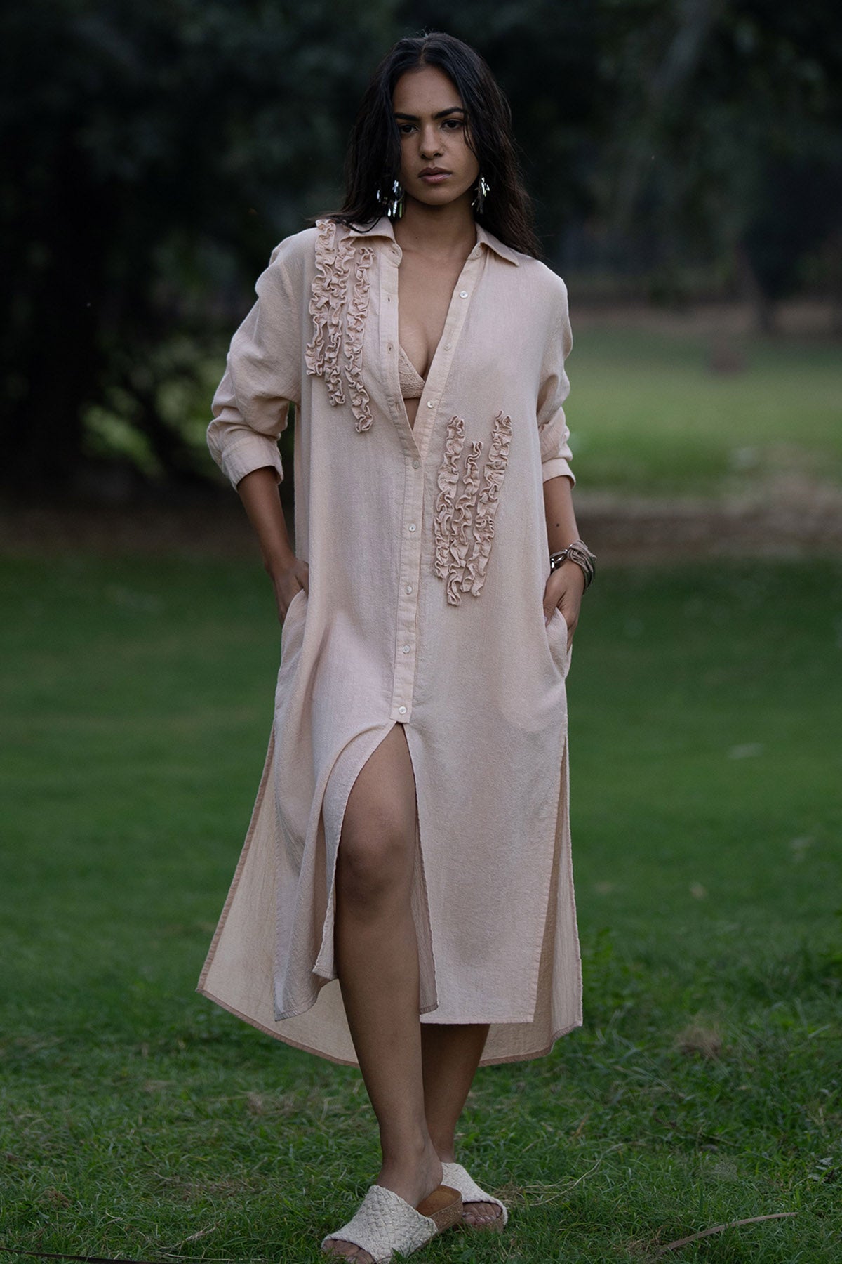 Buy Beige Cotton Gauze Midi Dress online available at scrollnshops Buy Beige Cotton Gauze Midi Dress online available at scrollnshops