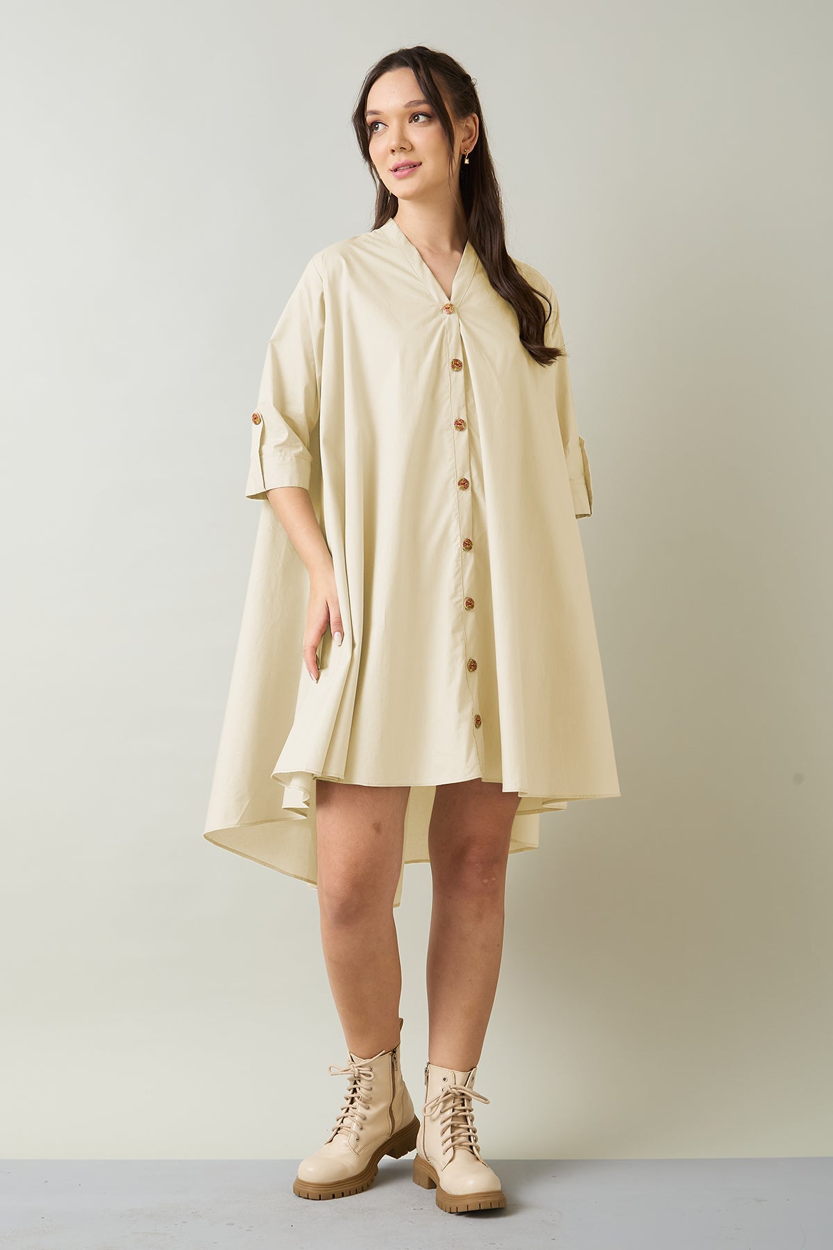 Buy Beige Cotton Oversized Dress for Women by SNEHA B Designer online available at scrollnshops