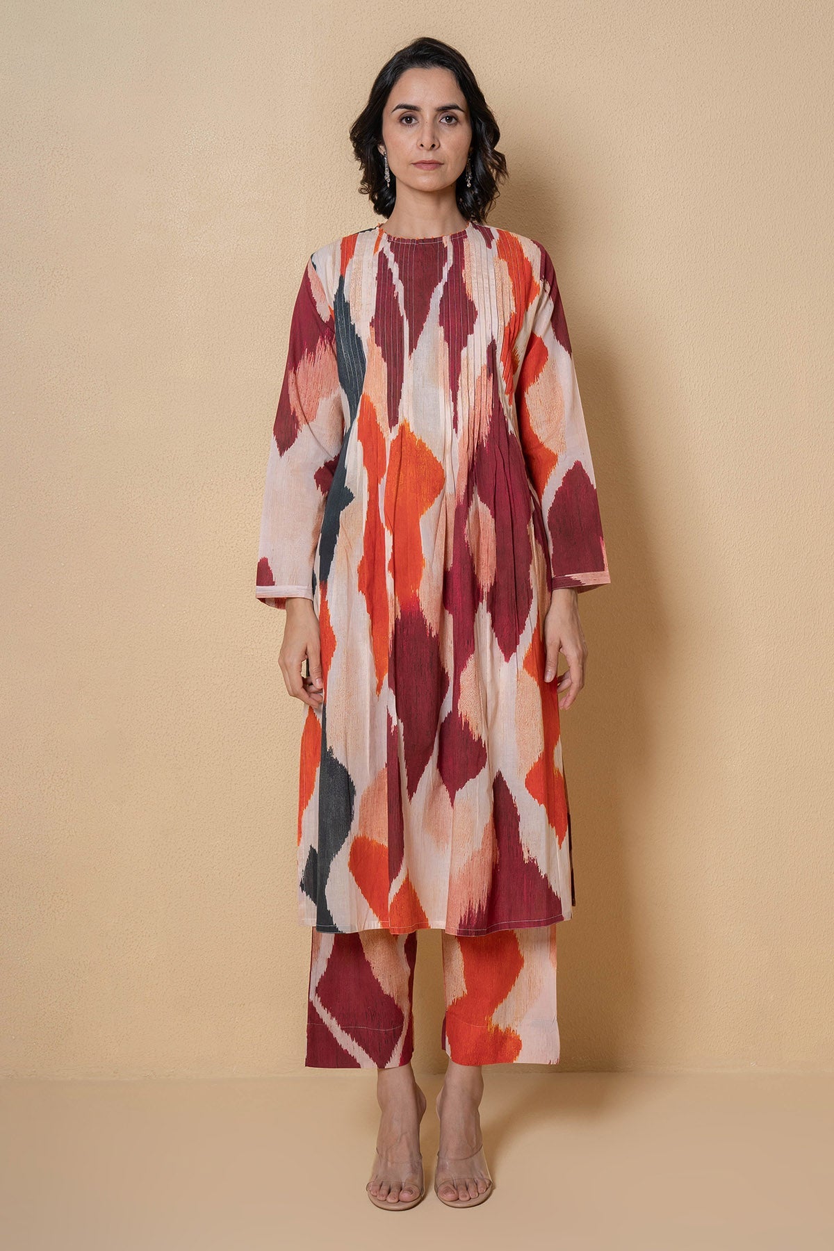 Buy Cotton Print Beige Kurta Set for Women Online at ScrollnShops