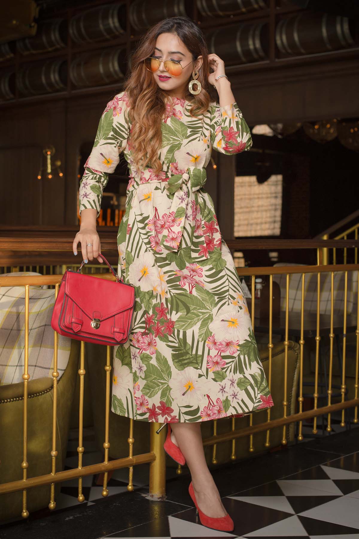 Buy Beige Cotton Printed Dress Online