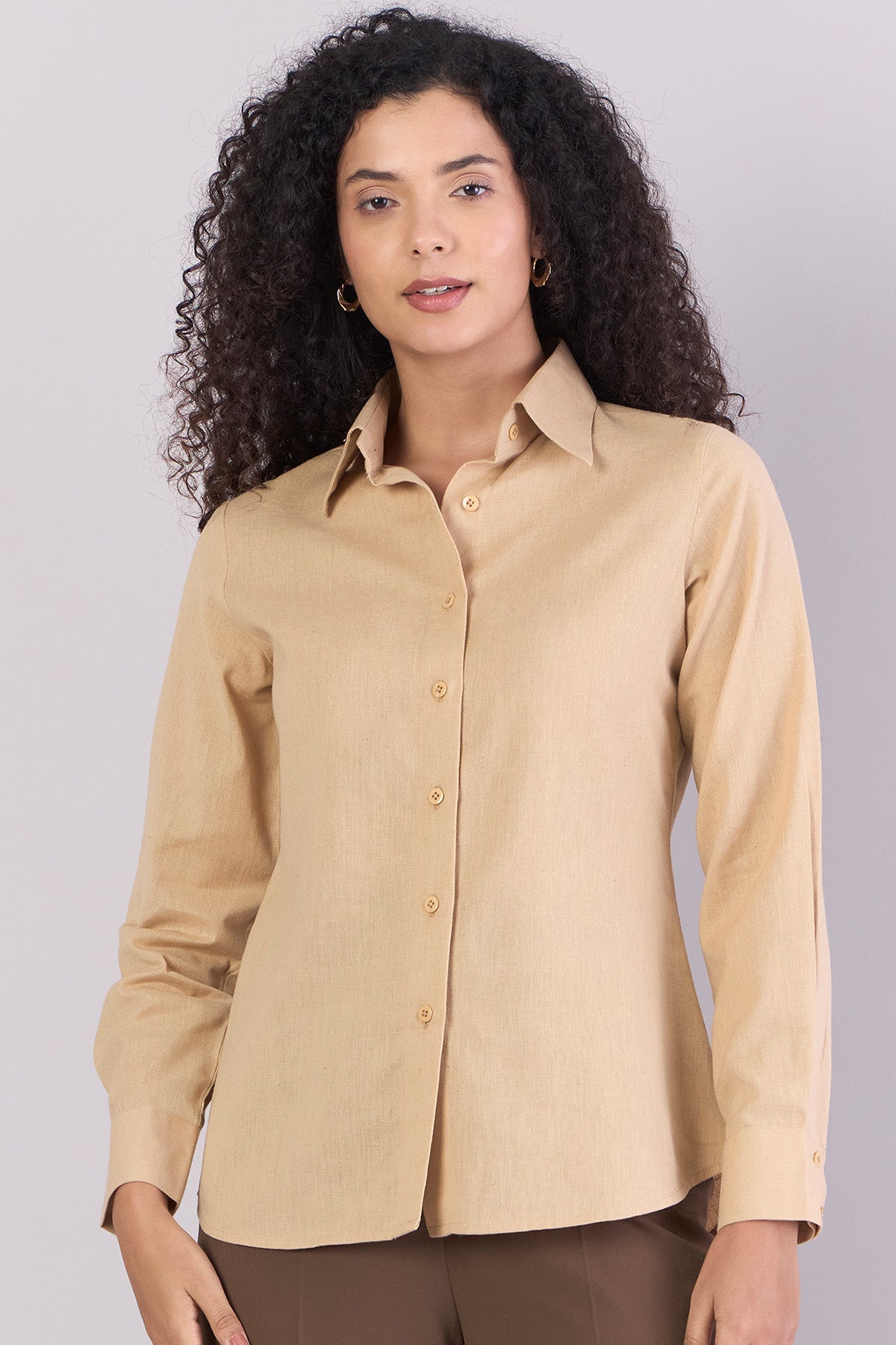 Buy Beige Cotton Relax Fit Shirt by PowerSutra for women online at ScrollnShops