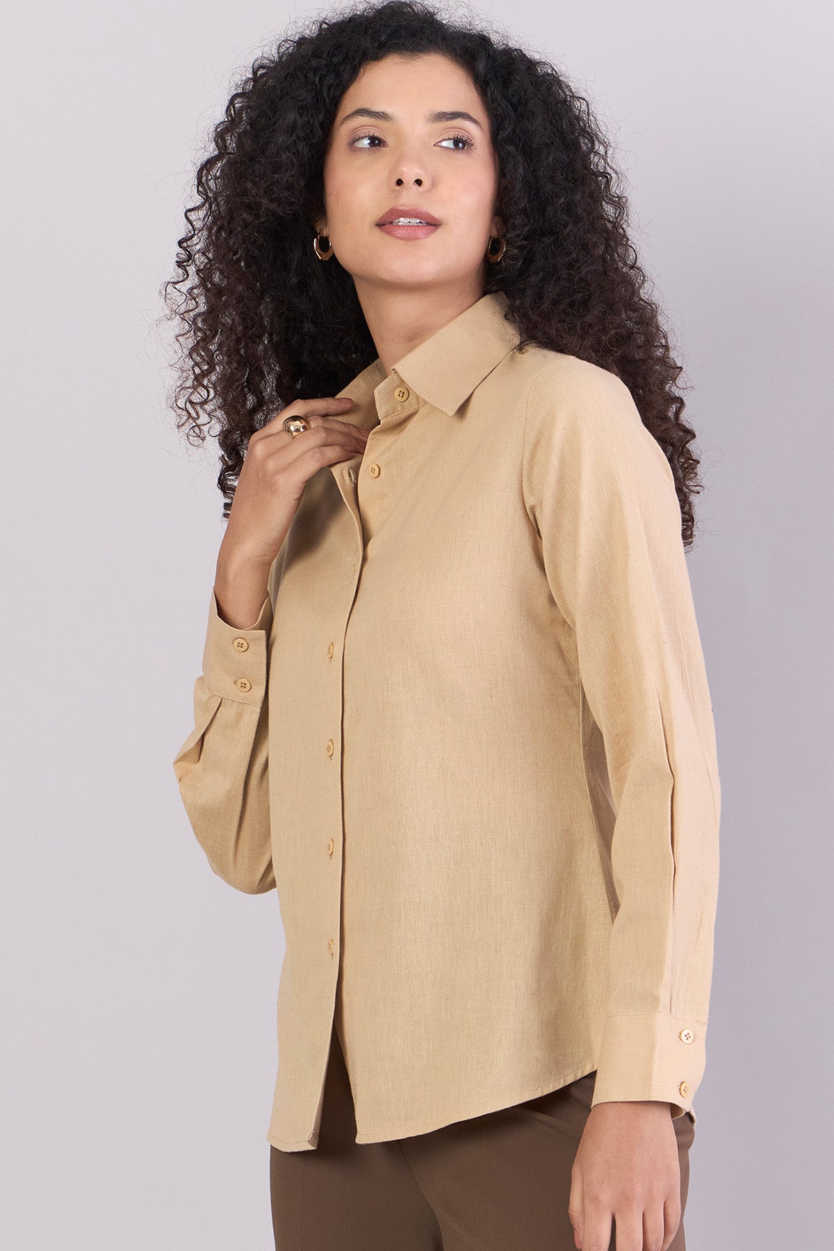 Beige Cotton Relax Fit Shirt