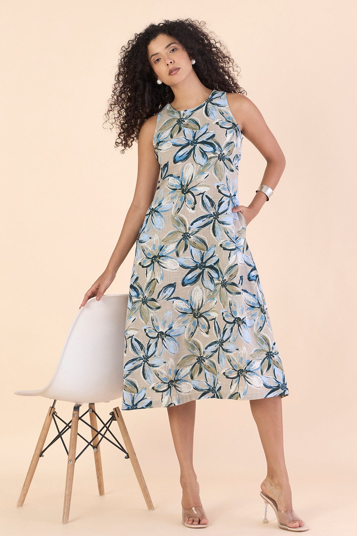 Buy Beige Cotton Sleeveless Dress by PowerSutra for women online at ScrollnShops