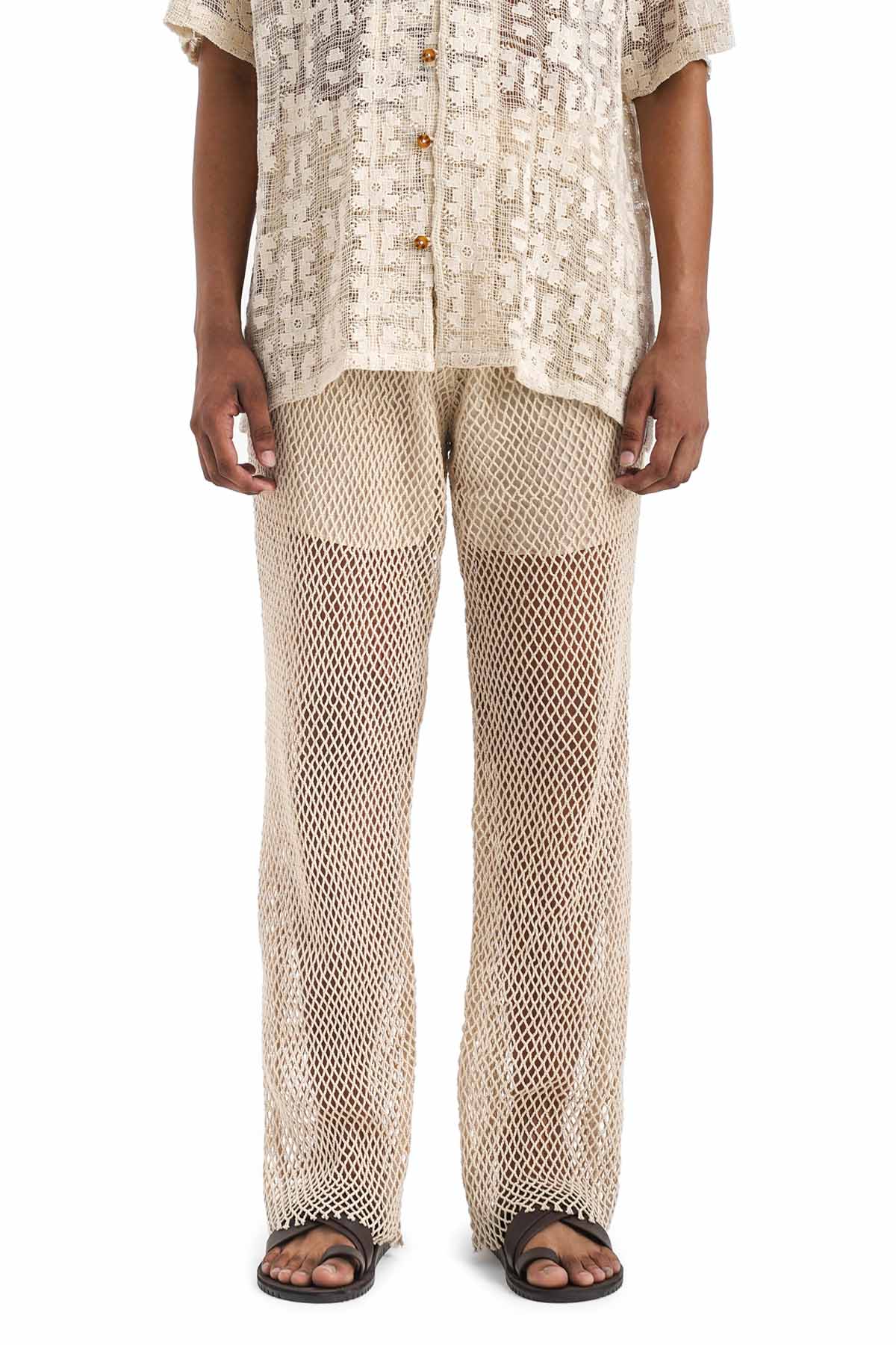 Beige Crochet 100% Cotton Pants