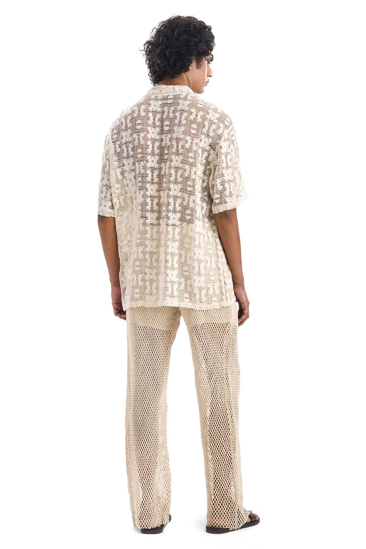 Beige Crochet 100% Cotton Pants