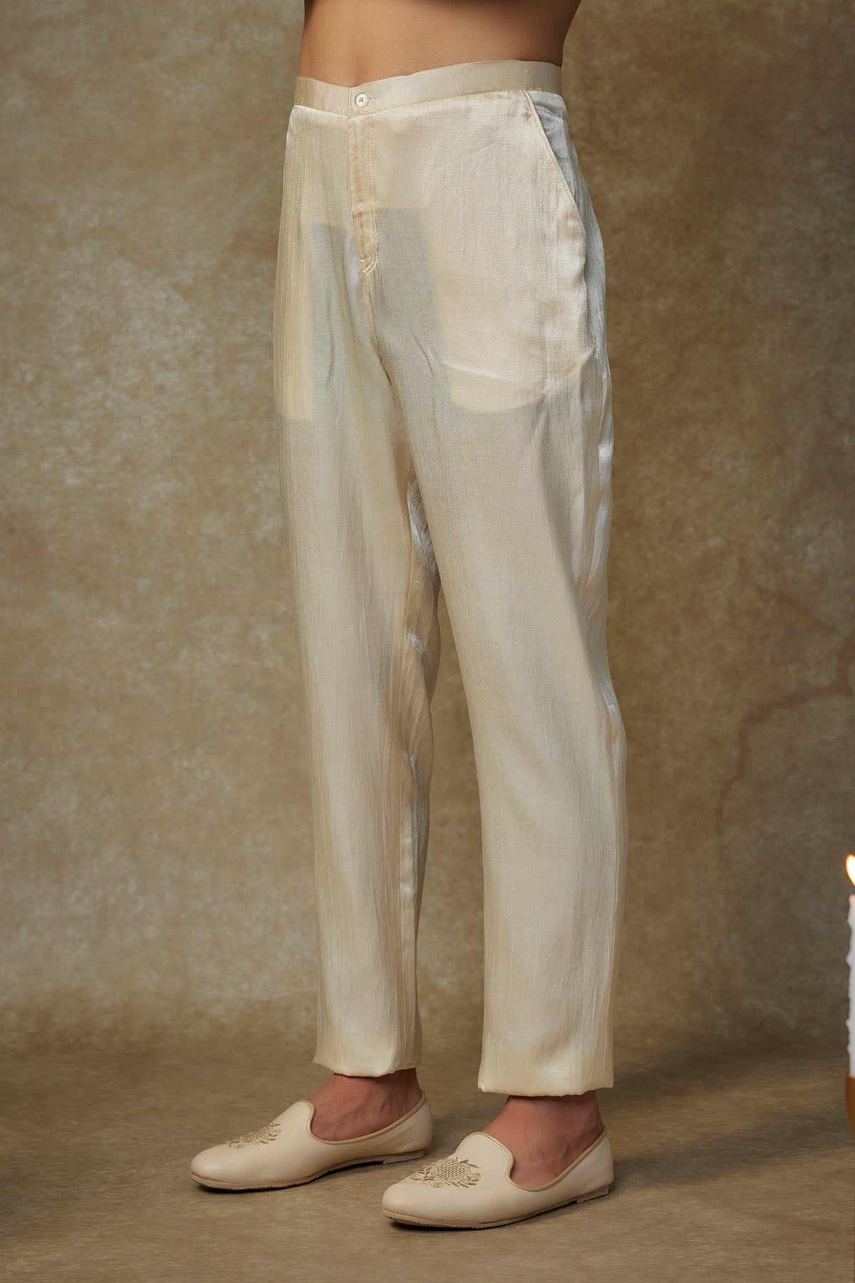 Beige Crystal Work Sherwani Set