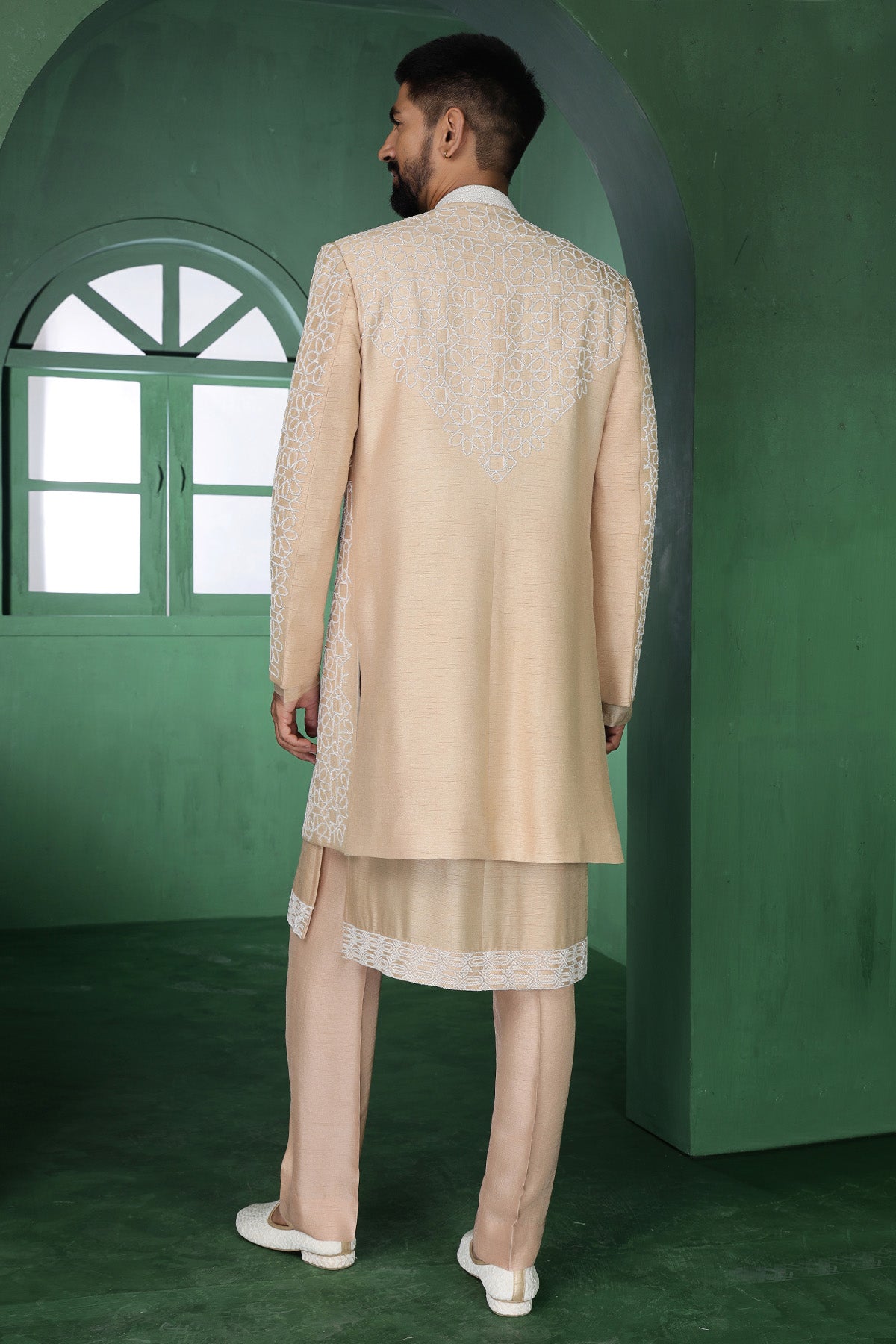 Beige Cutdana Kurta And Pants