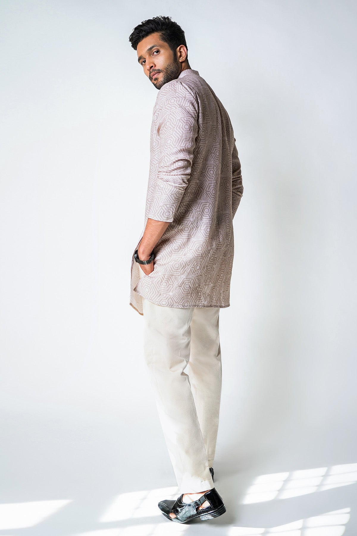 Beige Digital Printed Kurta Set