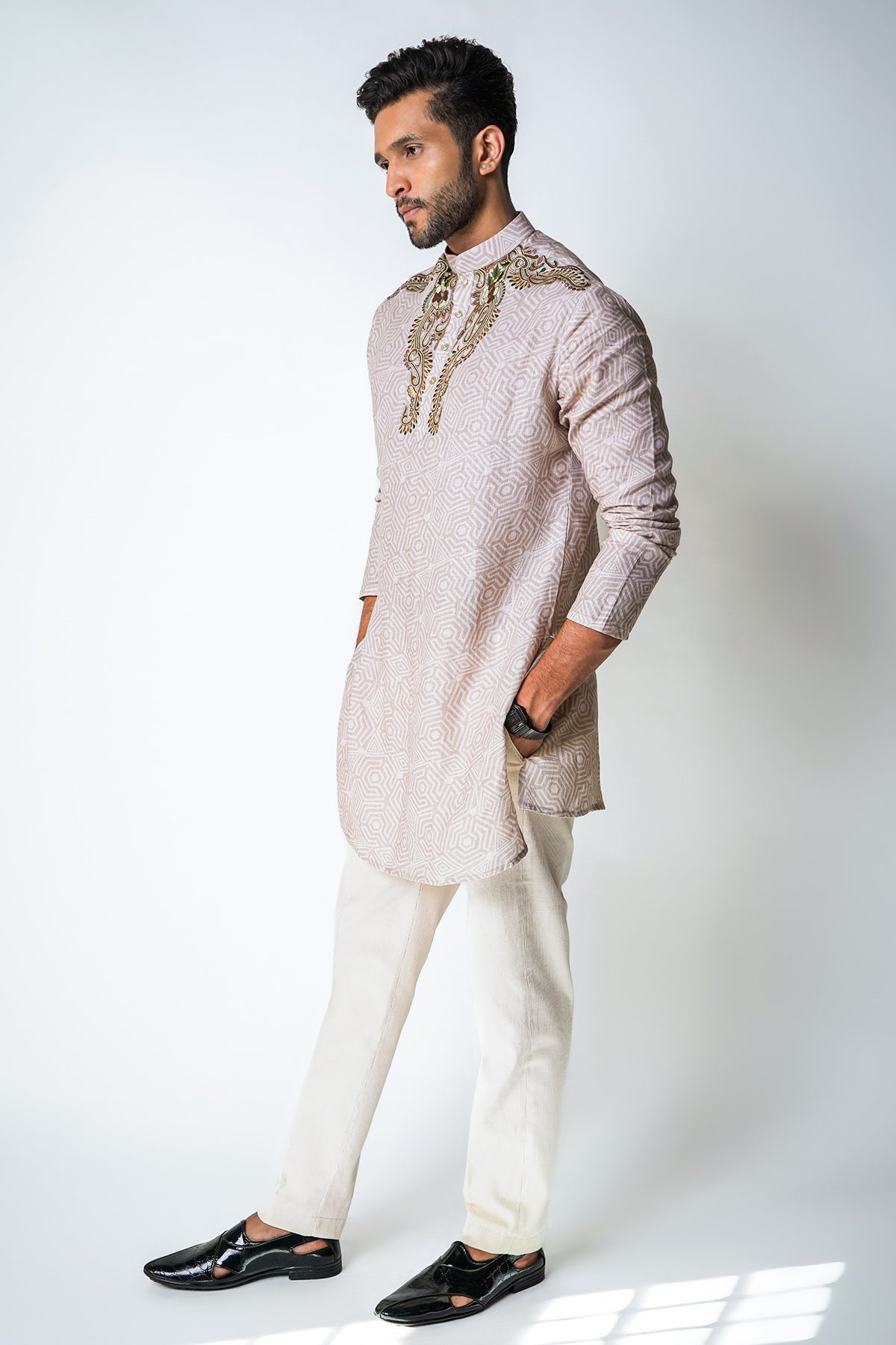 Beige Digital Printed Kurta Set