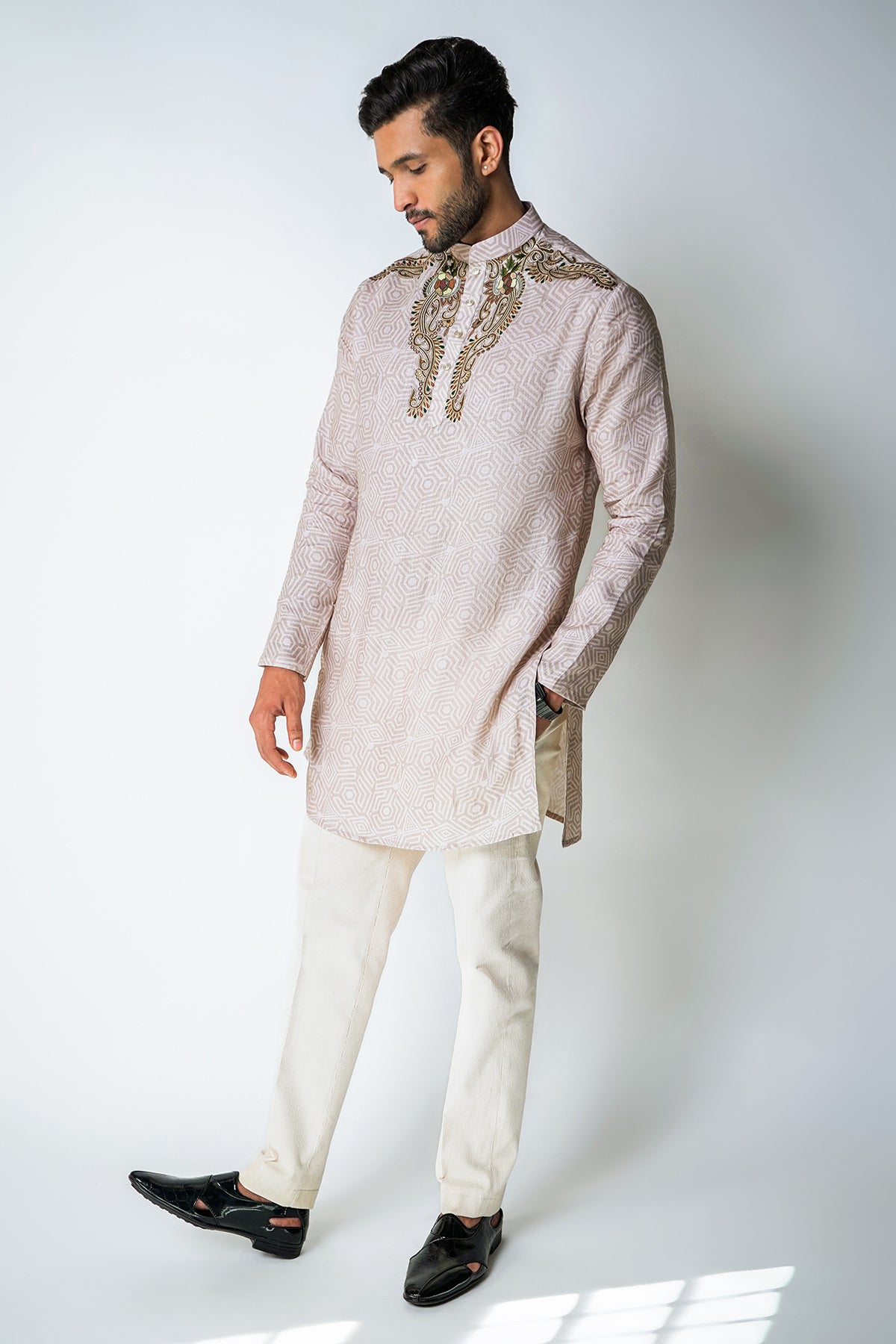 Beige Digital Printed Kurta Set