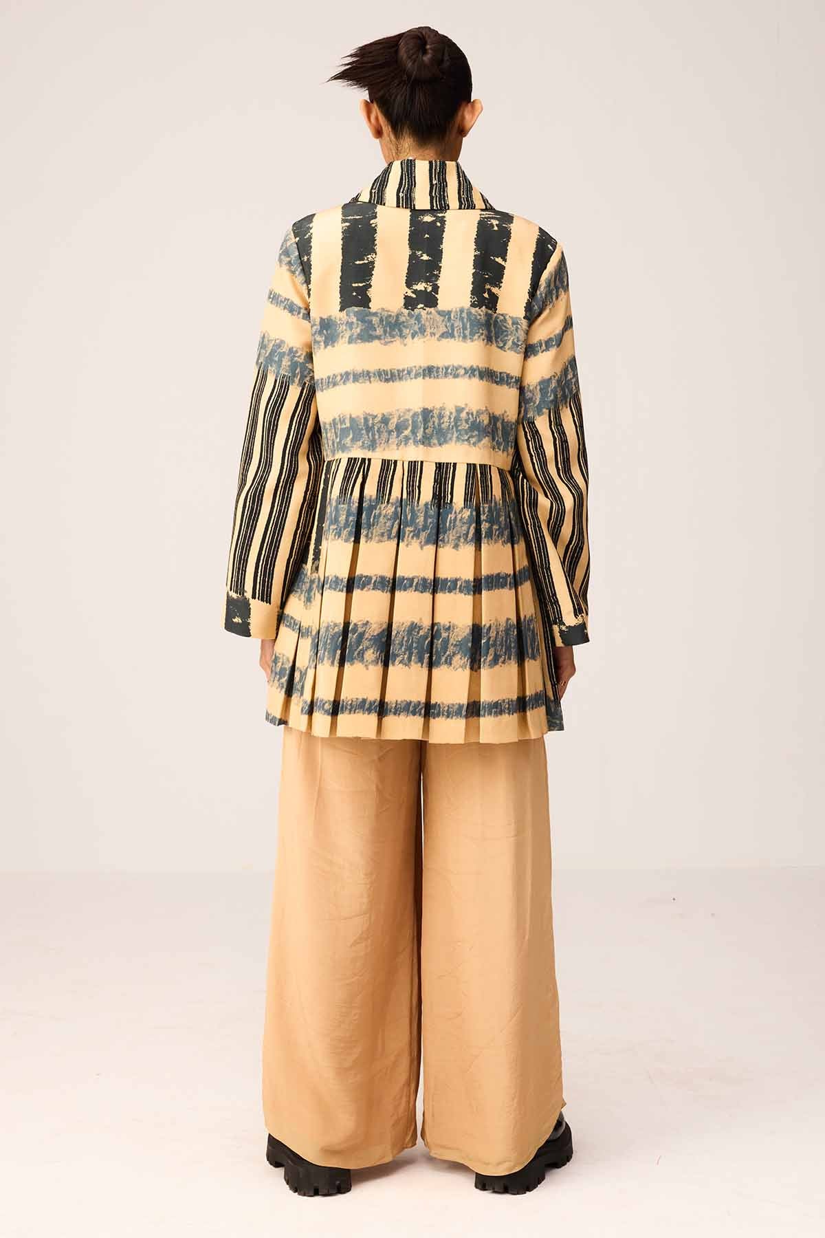 Beige Embellished Blazer Set