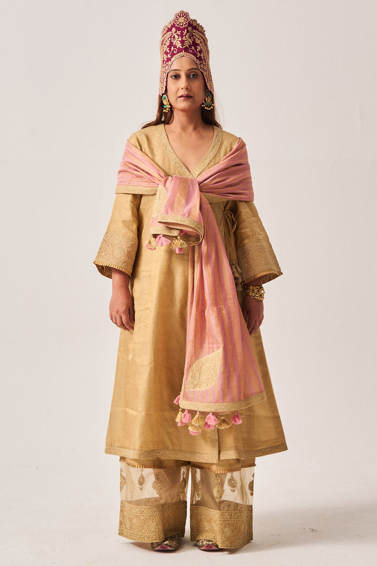 Buy Beige Embroidered Anarkali Set for Women by WABI SABI available online at ScrollnShops