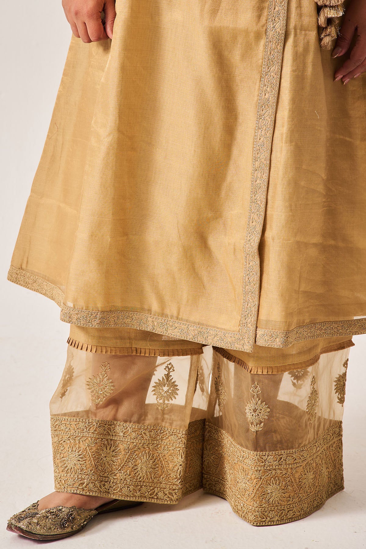 Beige Embroidered Anarkali Set