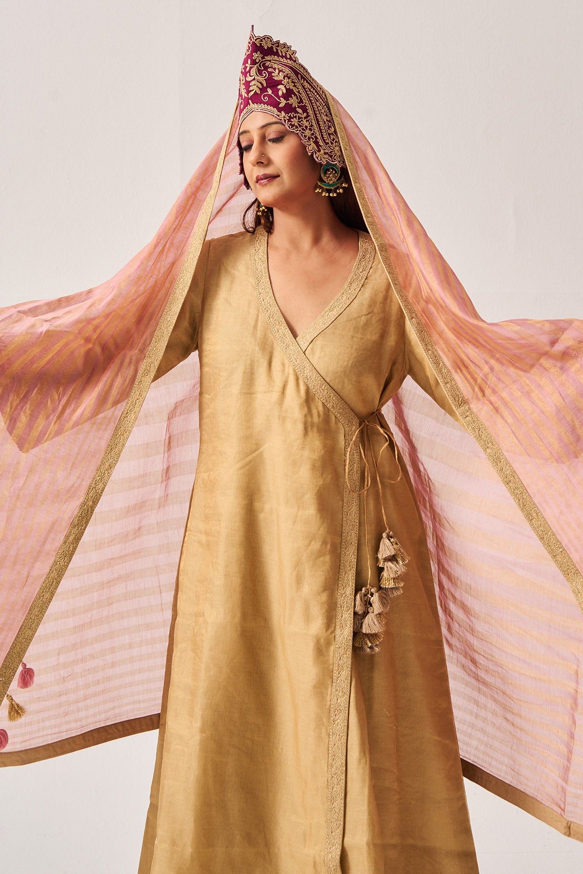 Beige Embroidered Anarkali Set