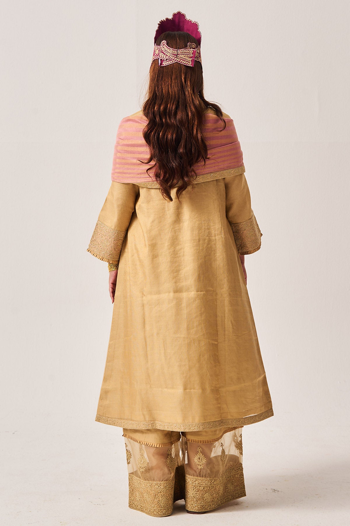 Beige Embroidered Anarkali Set