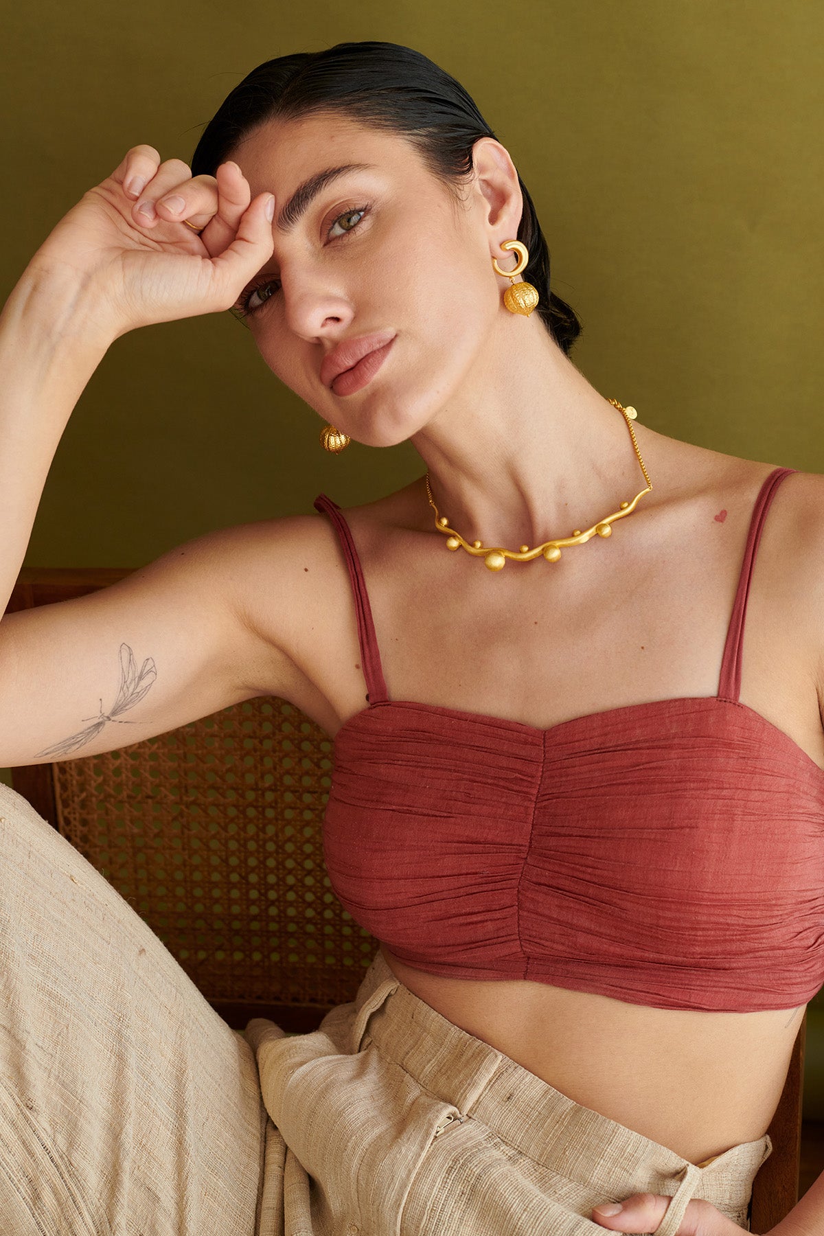 Beige Embroidered Co-ord Set