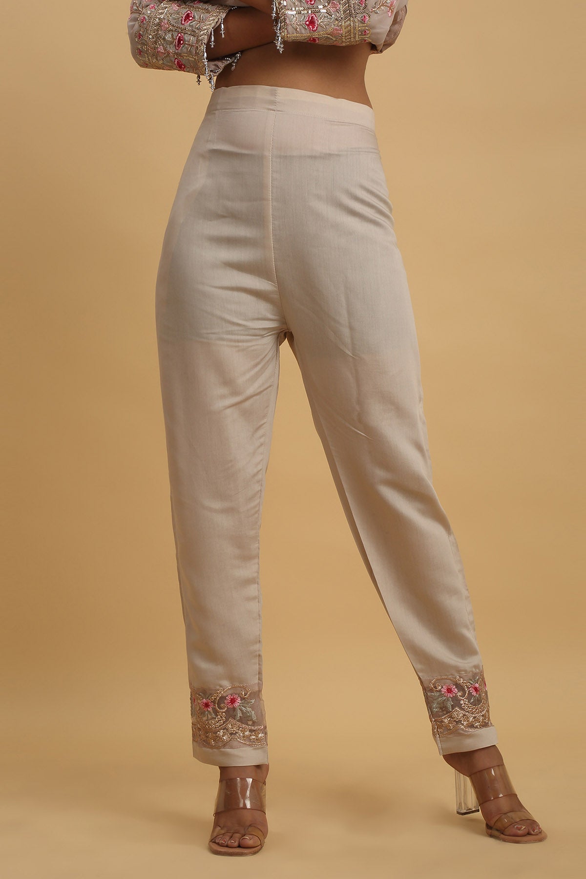 Beige Embroidered Kurta Set